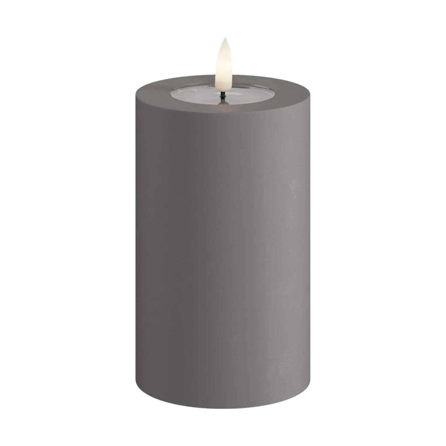 Deluxe Homeart LED-lys Real Flame LED Udendørs Bloklys i Grå, H12,5 x Ø7,5 cm, 1