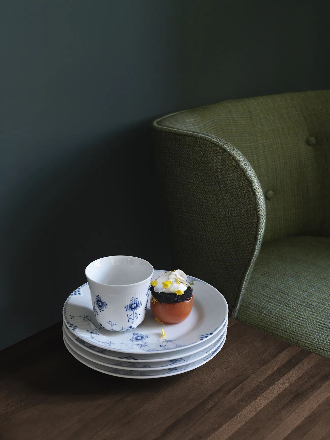 Royal Copenhagen Frokosttallerkener Blå Elements Frokosttallerken i Koboltblå/hvid, 22 cm, 3
