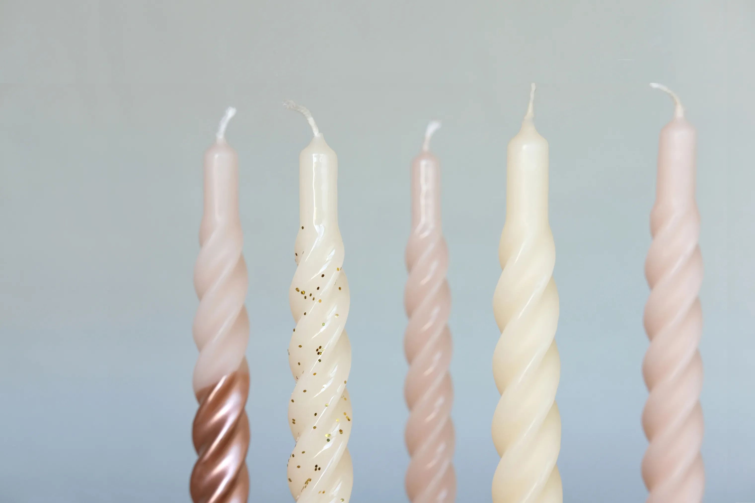 Candles with a twist Kronelys Lys - 6 stk. i Rose/Roseguld, 21 cm, 2
