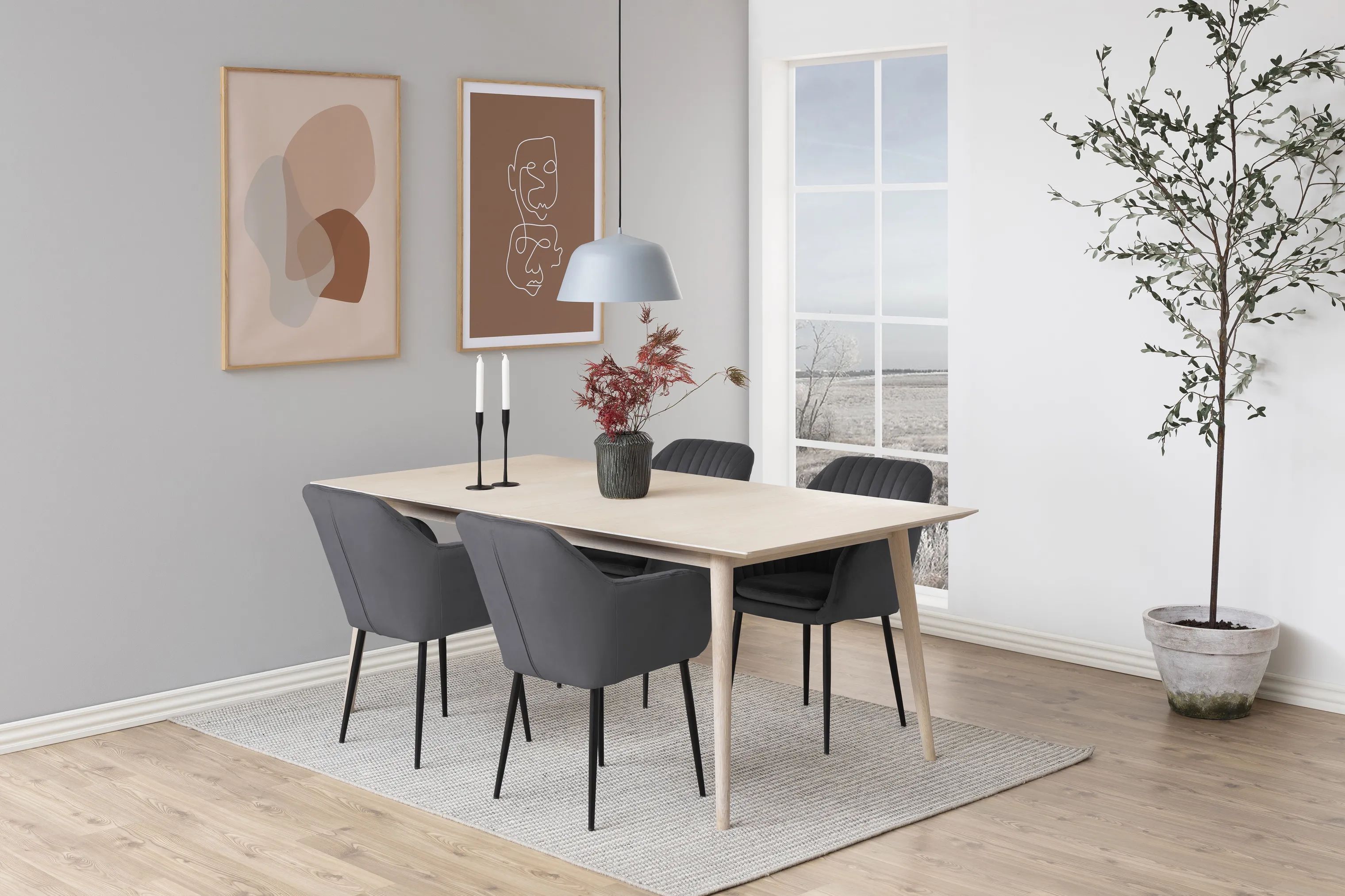 CASA Living Spisebordsstole Emilia Spisebordsstol i mørkegrå/sort, 3
