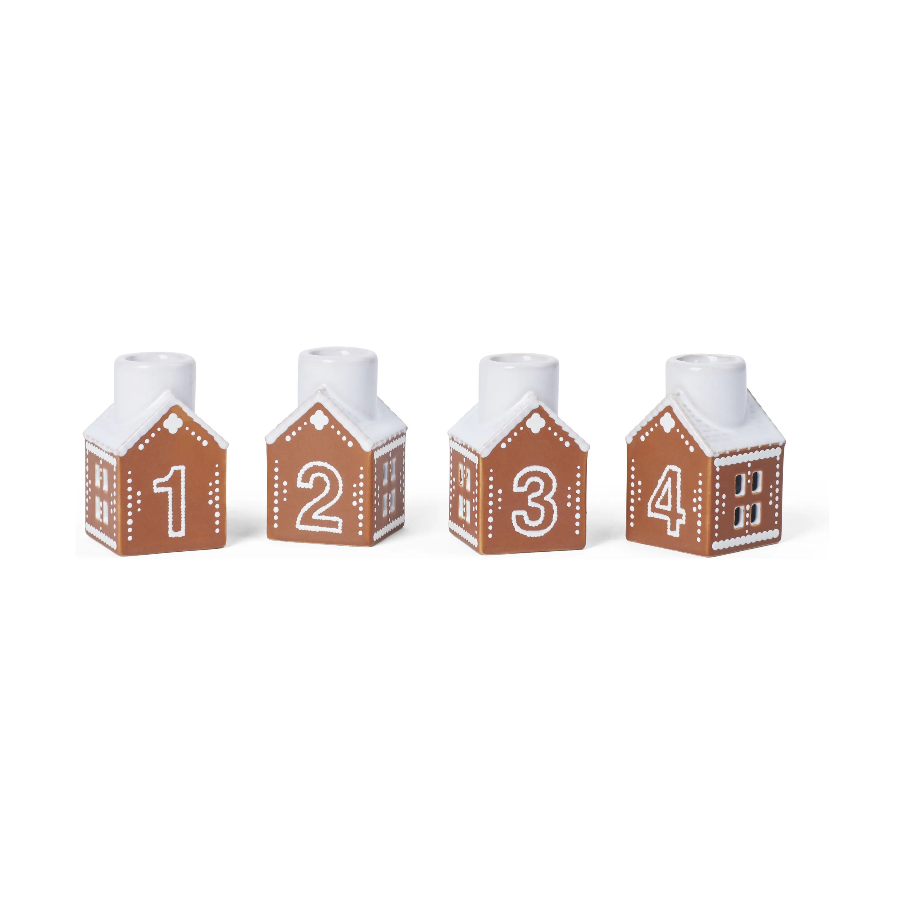Kähler Jule- og adventsstager Gingerbread Adventsstage - 4 stk. i Brun, 9