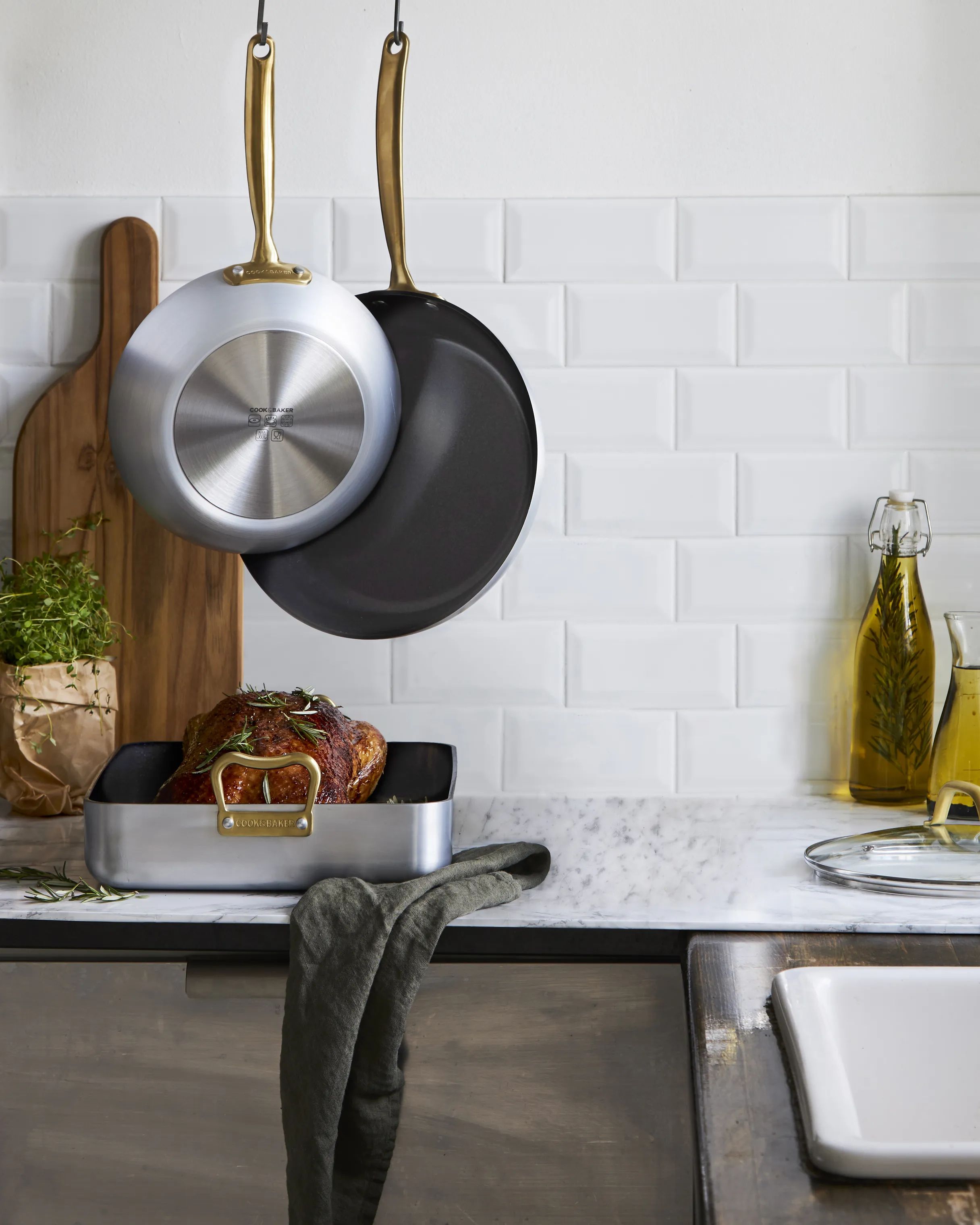 Cook & Baker Wokpander Premium Wok i Sølvfarvet/guldfarvet, 3