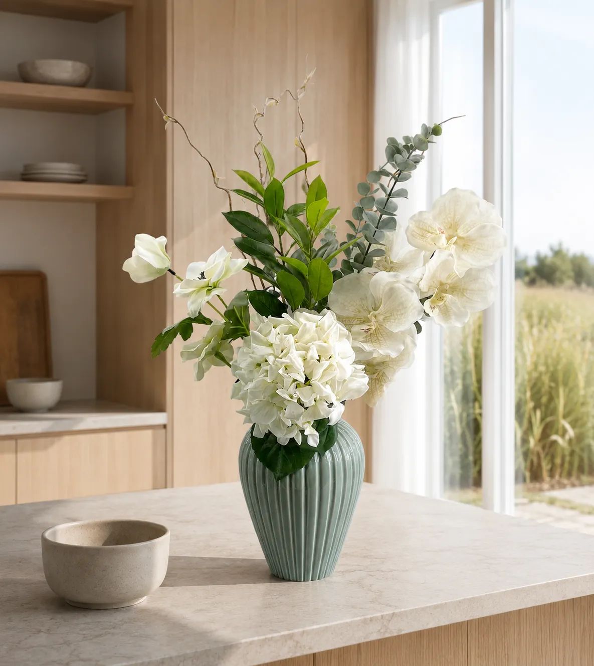 everbloom Kunstige blomster Kunstig Real Touch Blomsterbuket i Hvid, 3