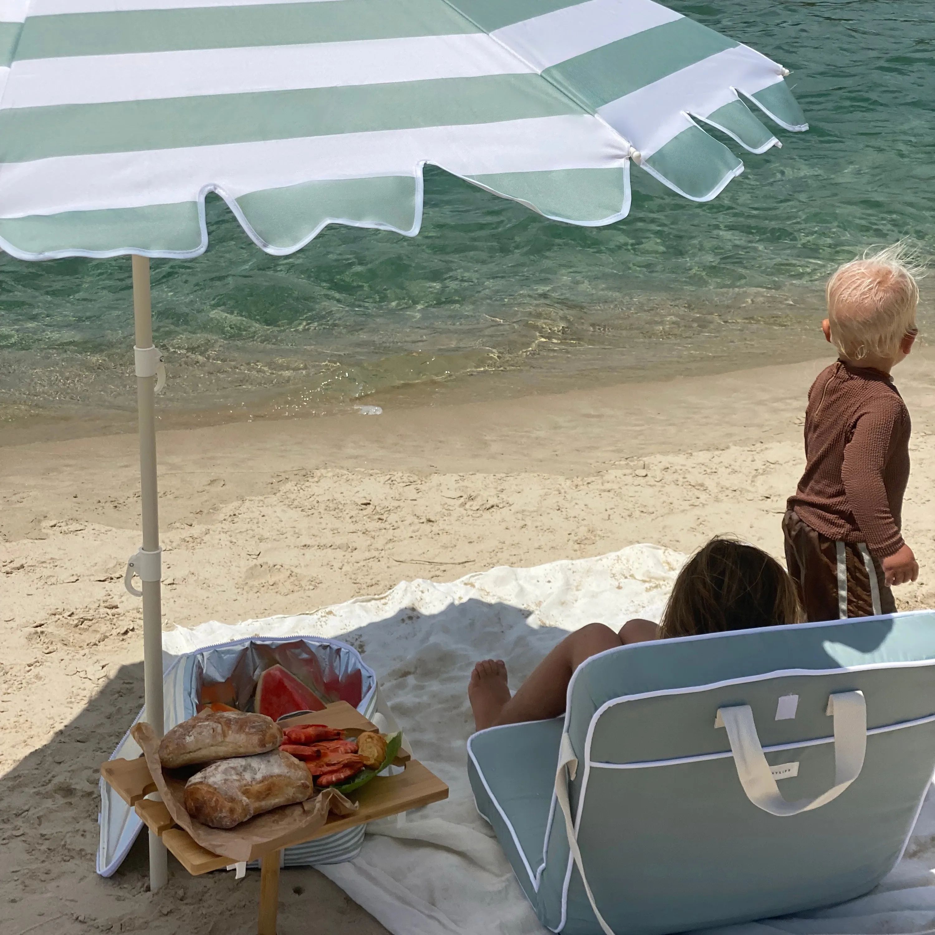 Sunnylife Parasoller La Palma Parasol i Sage, 2