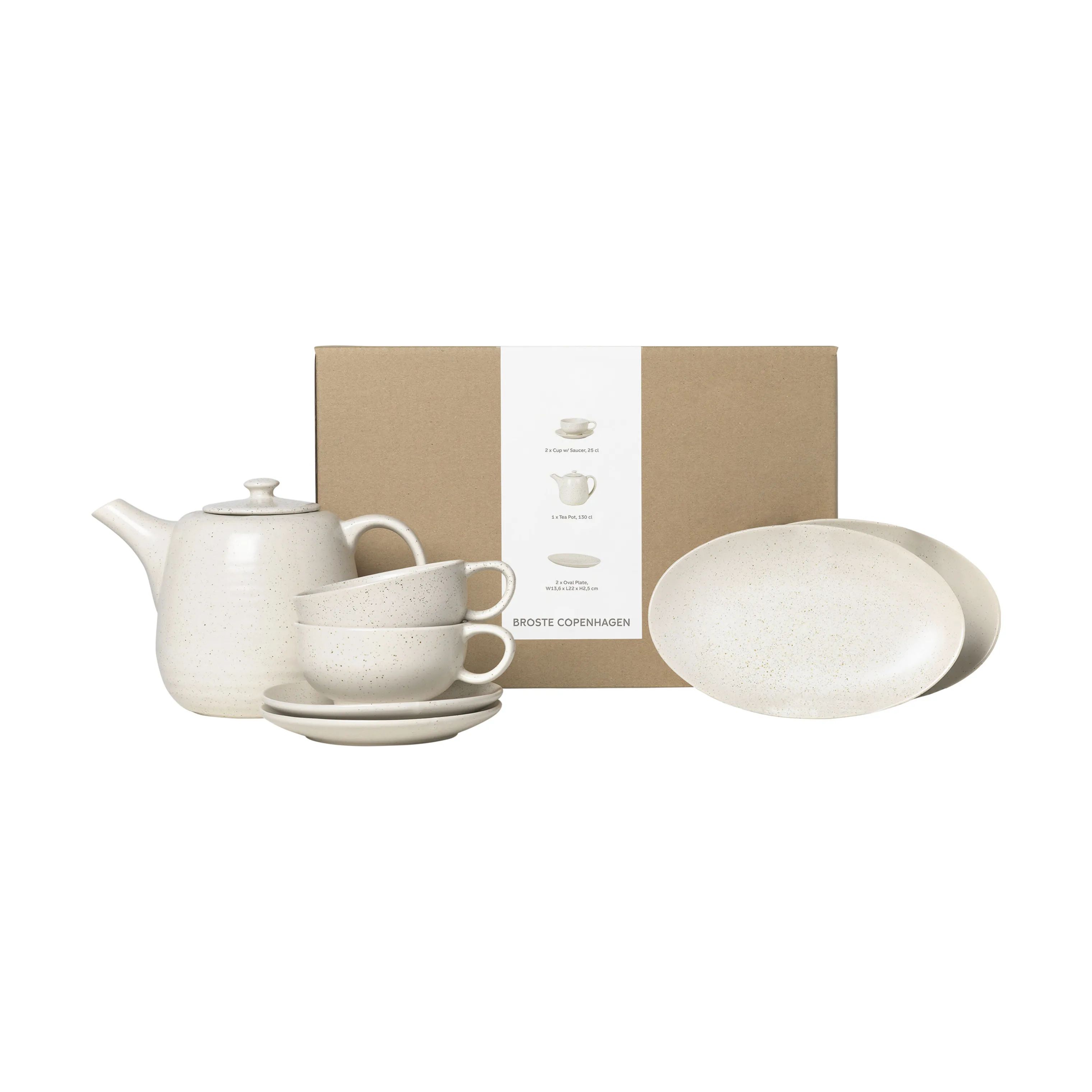 Broste Copenhagen Krus og kopper med hank Nordic Vanilla Tesæt - 7 dele i Cream, 1