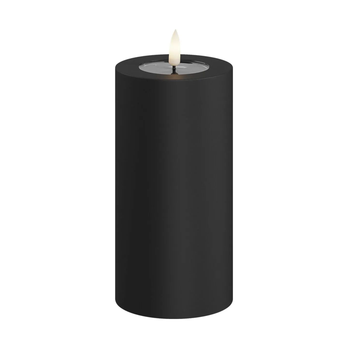 Deluxe Homeart LED-lys Real Flame LED Udendørs Bloklys i Sort, H15 x Ø7,5 cm, 1