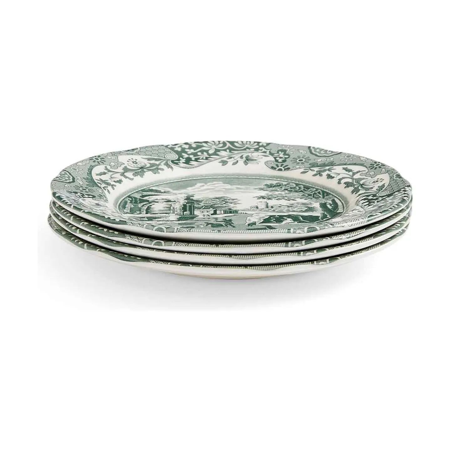 Spode Asietter Heritage Green Italian Asiet - 4 stk. i Grøn/hvid, 3