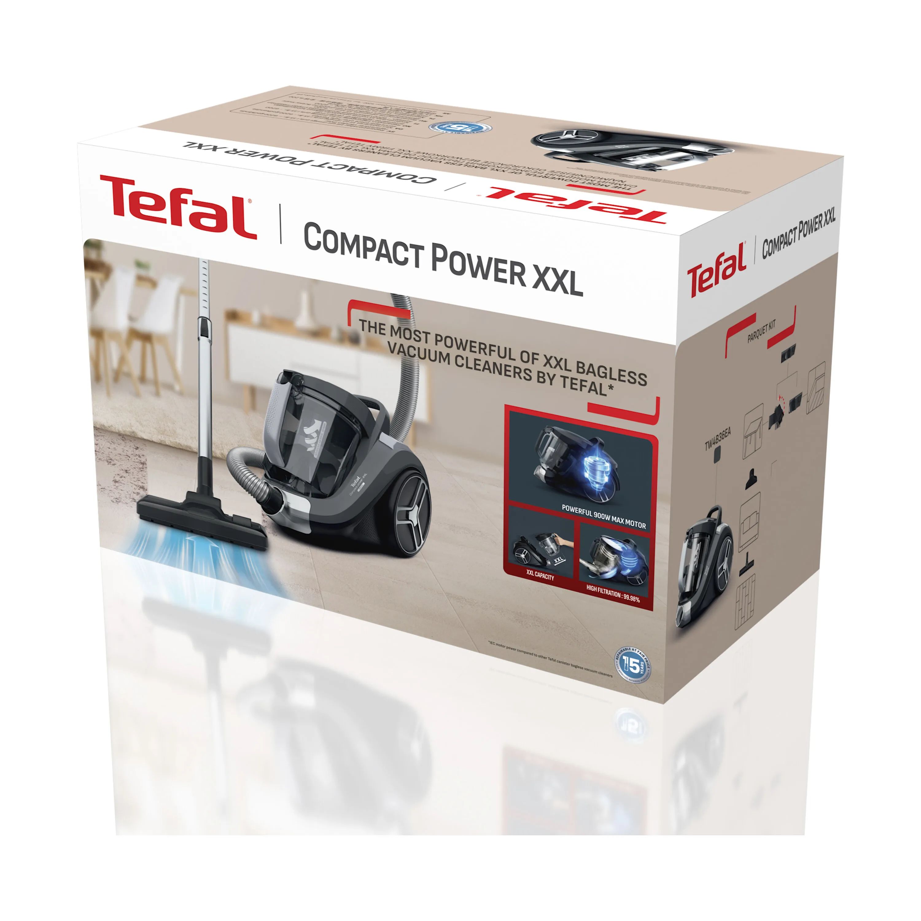 Tefal Støvsugere Compact Power XXL Cyclonic Støvsuger i Sort/sølv, 4