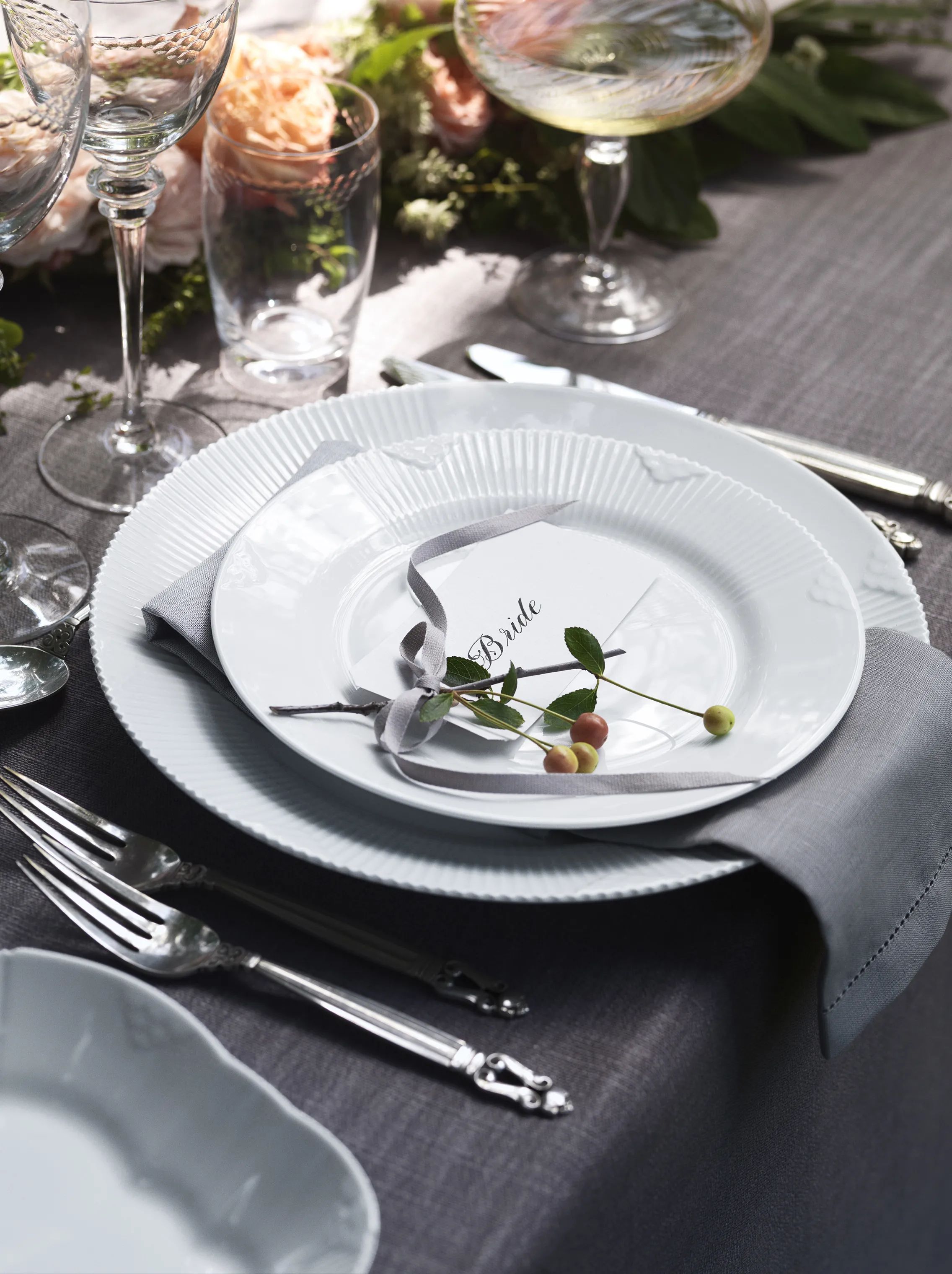 Royal Copenhagen Frokosttallerkener Hvid Elements Frokosttallerken i Hvid, 22 cm, 4