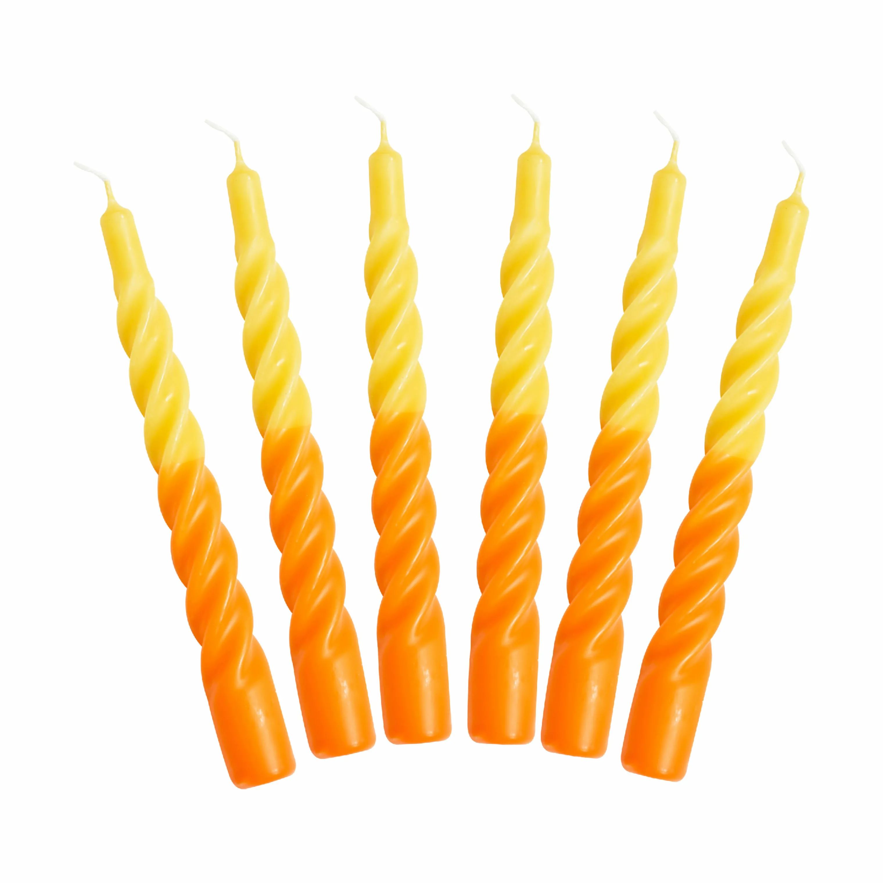 Candles with a twist Kronelys Lys - 6 stk. i Gul/orange, 1