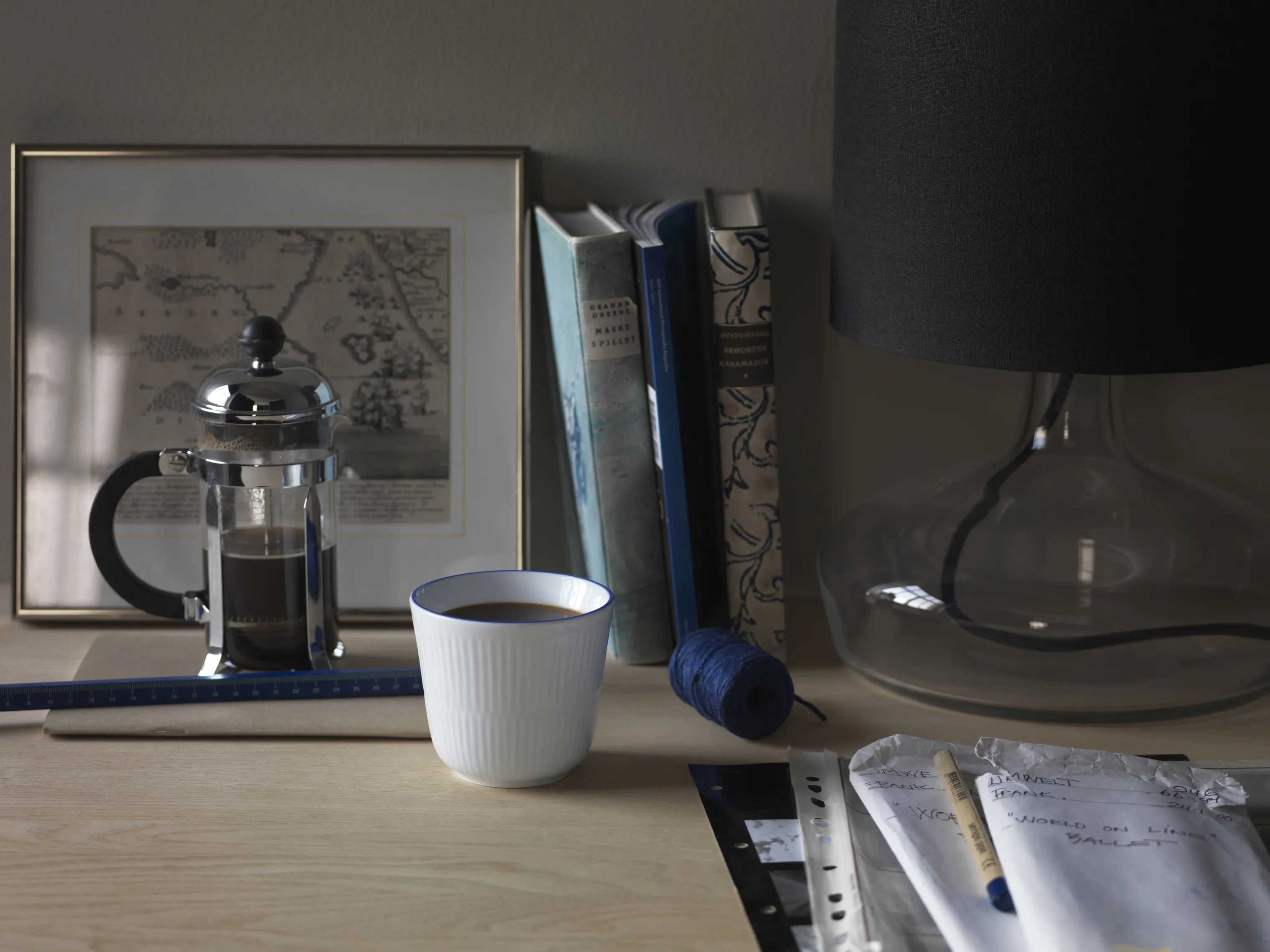 Royal Copenhagen Krus og kopper uden hank Blueline Termokop i Hvid/blå, 26 cl, 2