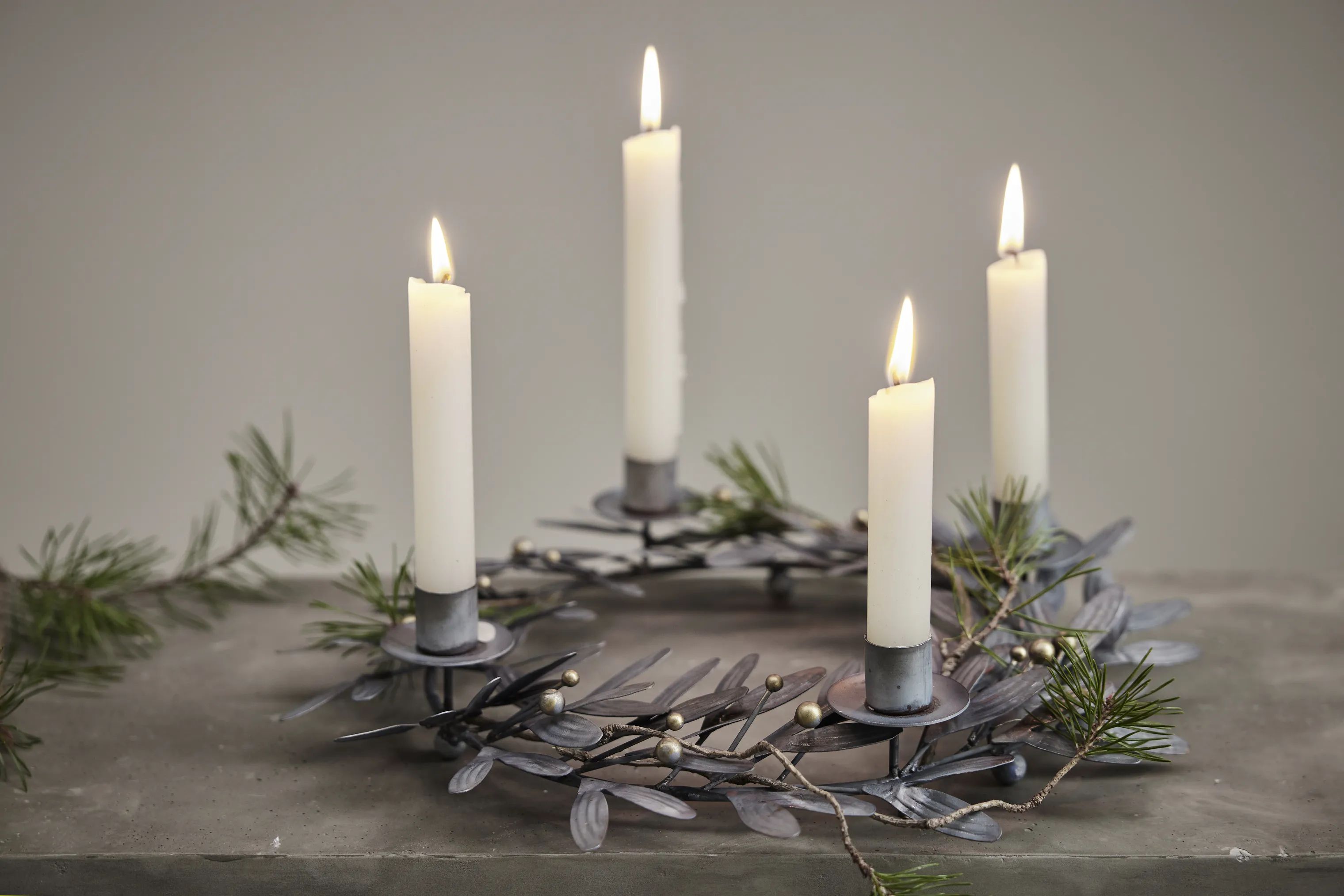 Lene Bjerre Jule- og adventsstager Mistlia Adventsstage i antik grå, 2