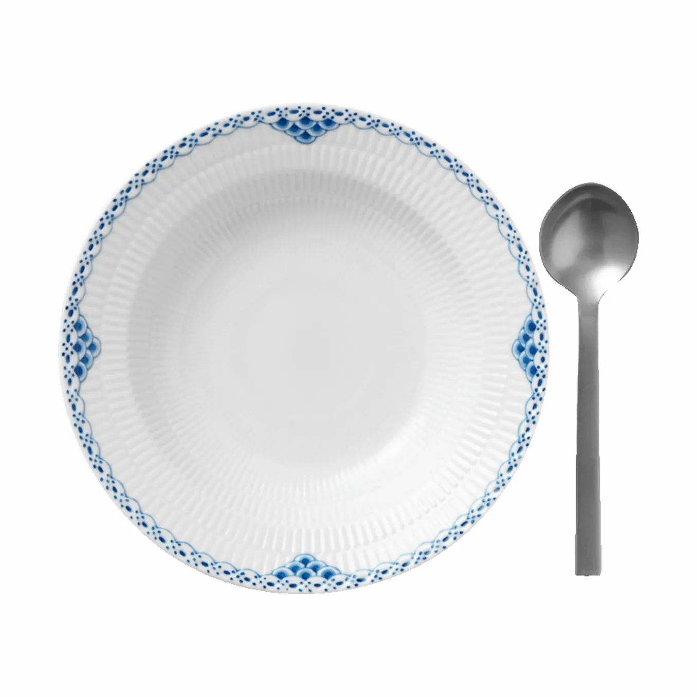 Royal Copenhagen Dybe tallerkener Prinsesse Dyb Tallerken i Koboltblå/hvid, 21 cm, 2