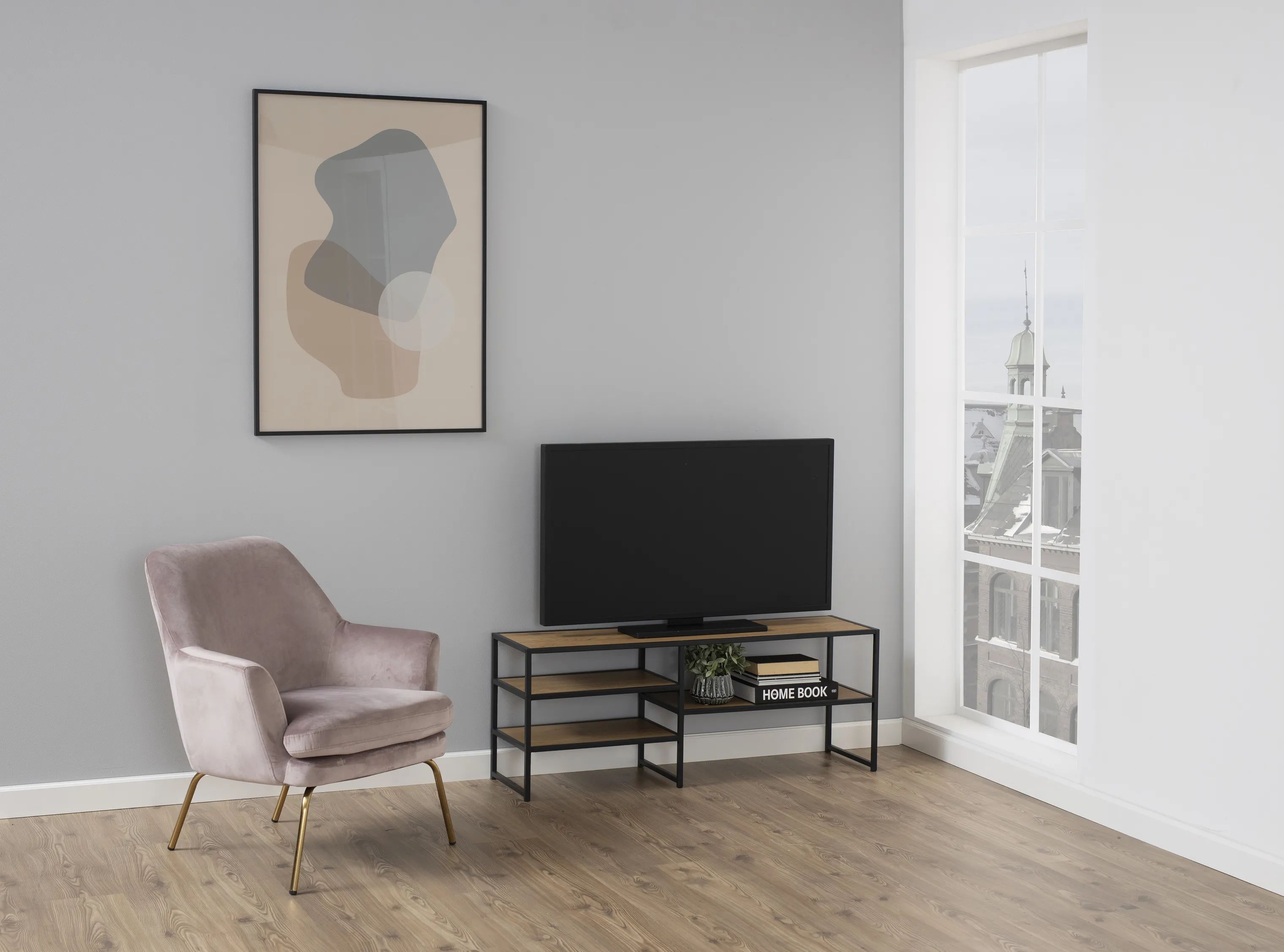 CASA Living TV-borde Seaford TV Bord i vild eg/mat sort, 3