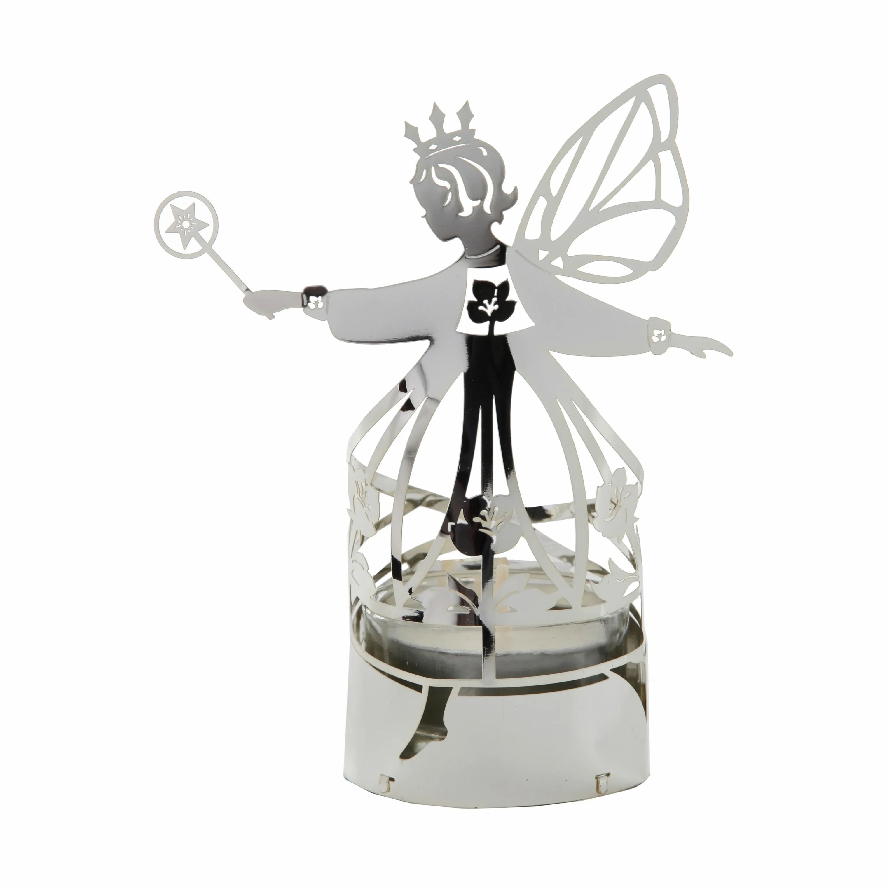 Jette Frölich Design Jule- og adventsstager Design Fyrfadsstage Magisk Fe i Sølvfarvet, 14,5 cm, 1