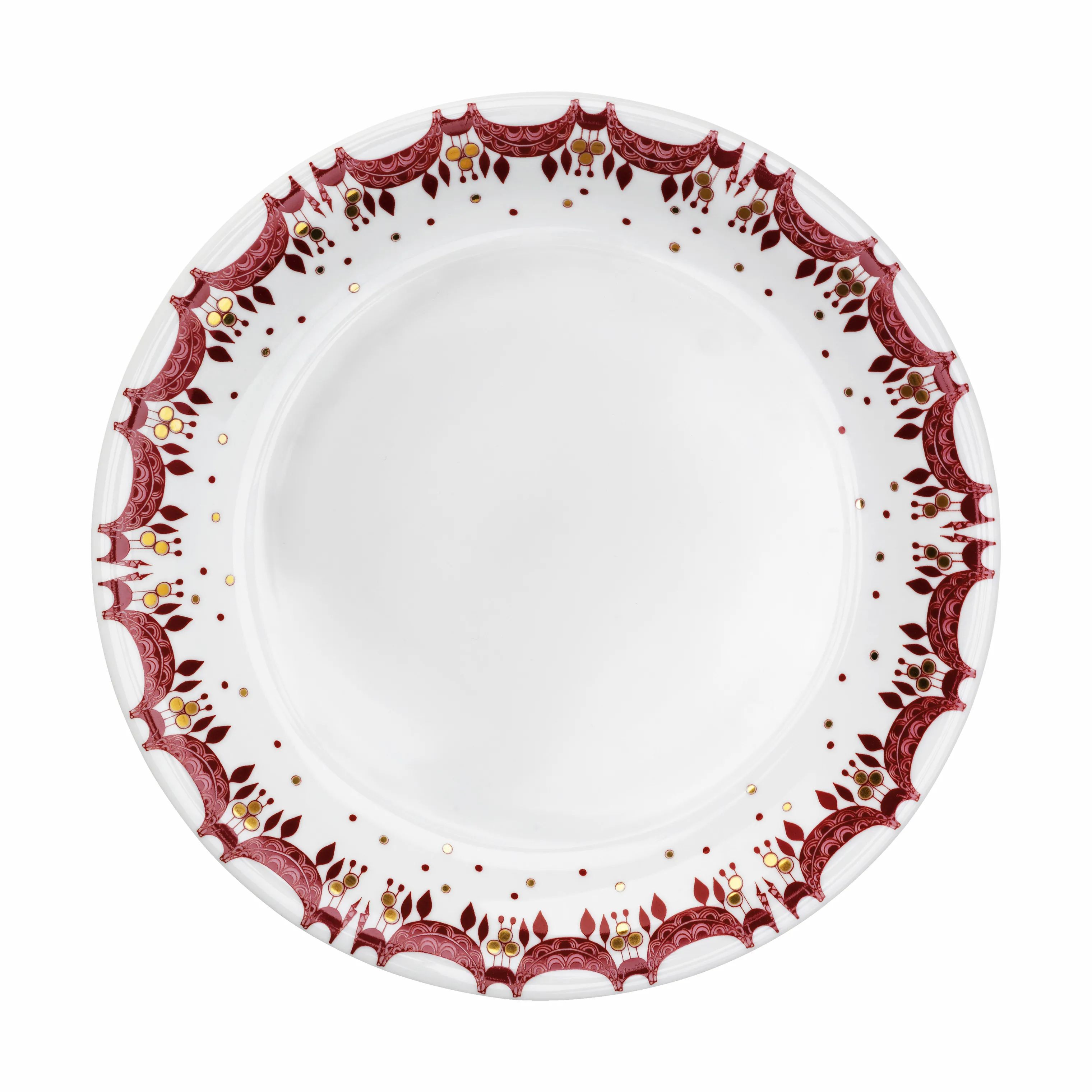 Bjørn Wiinblad Middagstallerkener Guirlande Tallerken i Rød/hvid/guld, 28 cm, 1