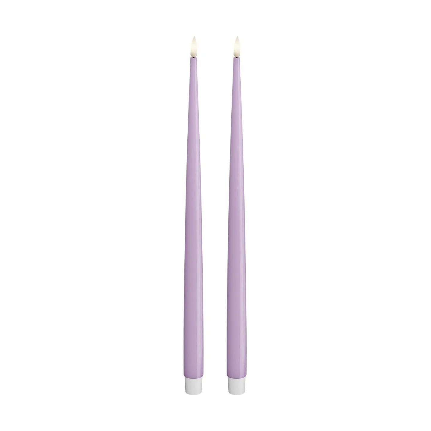 Deluxe Homeart LED-lys Real Flame LED Kertelys m. lak - 2 stk. i Lavendel, 38 cm, 1