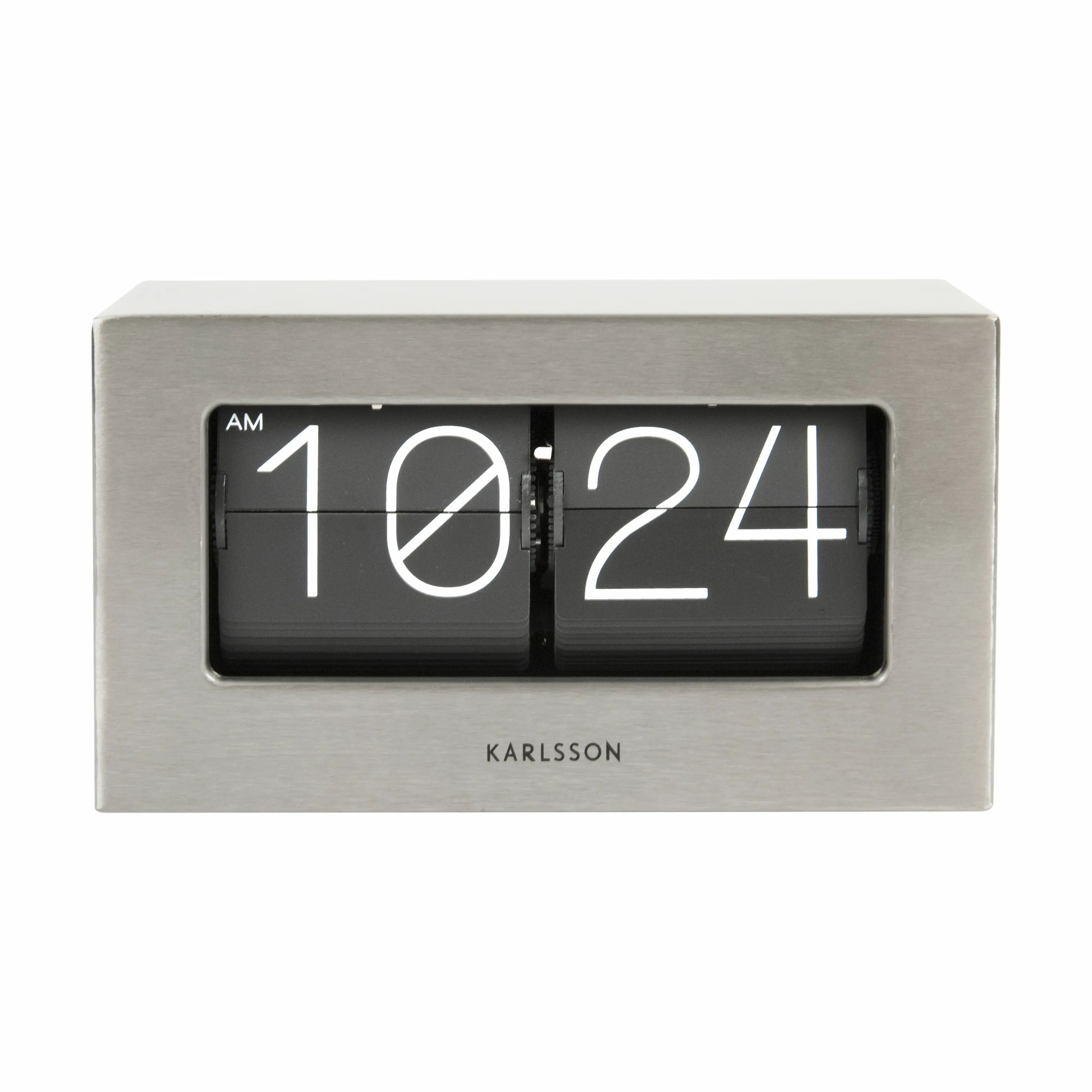 Karlsson Vægure Boxed Flip Bord/vægur i Børstet stål, H11,5 x B20,5 cm, 1