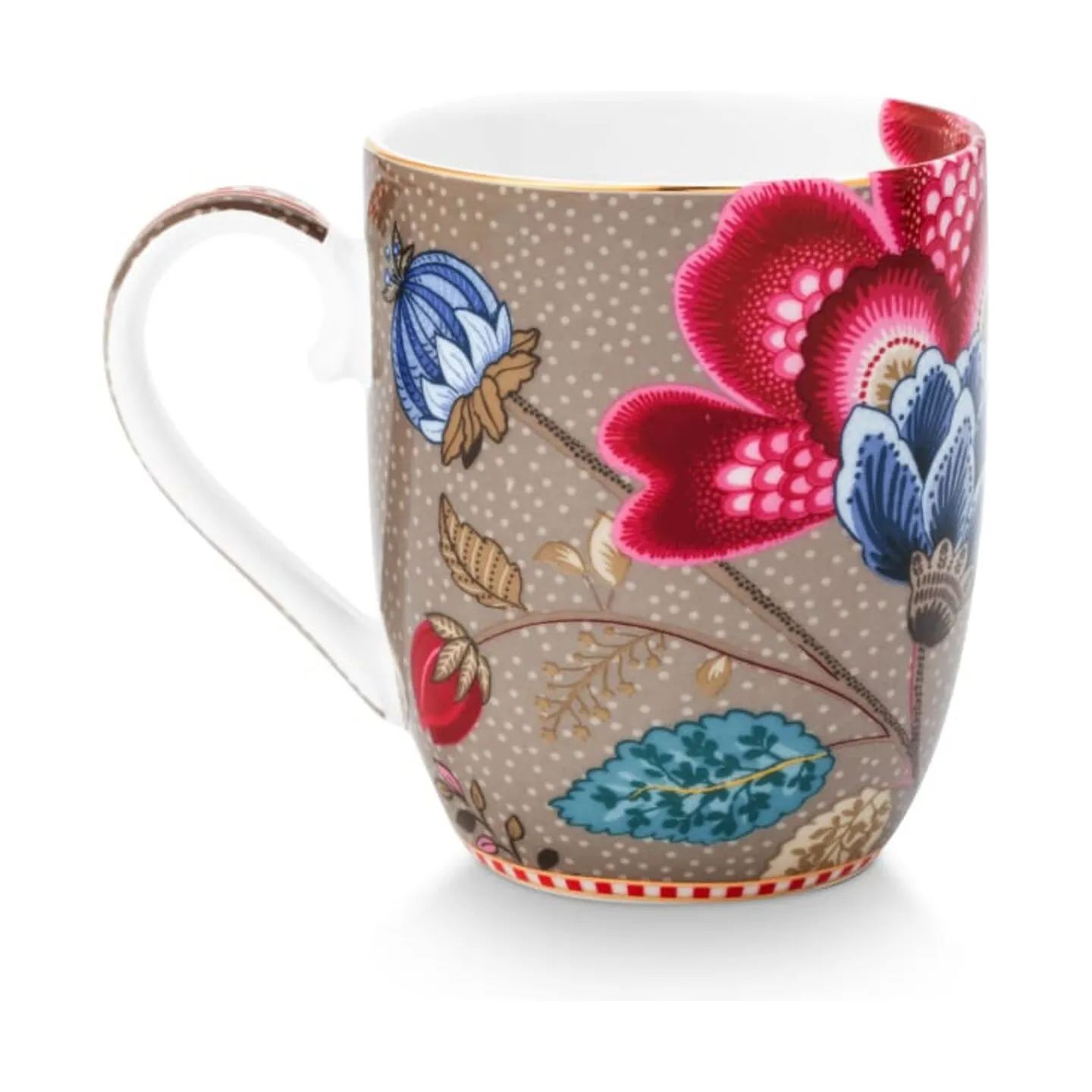 PIP Studio Krus og kopper med hank Blooming Tales Krus i Khaki, 20 cl, 3