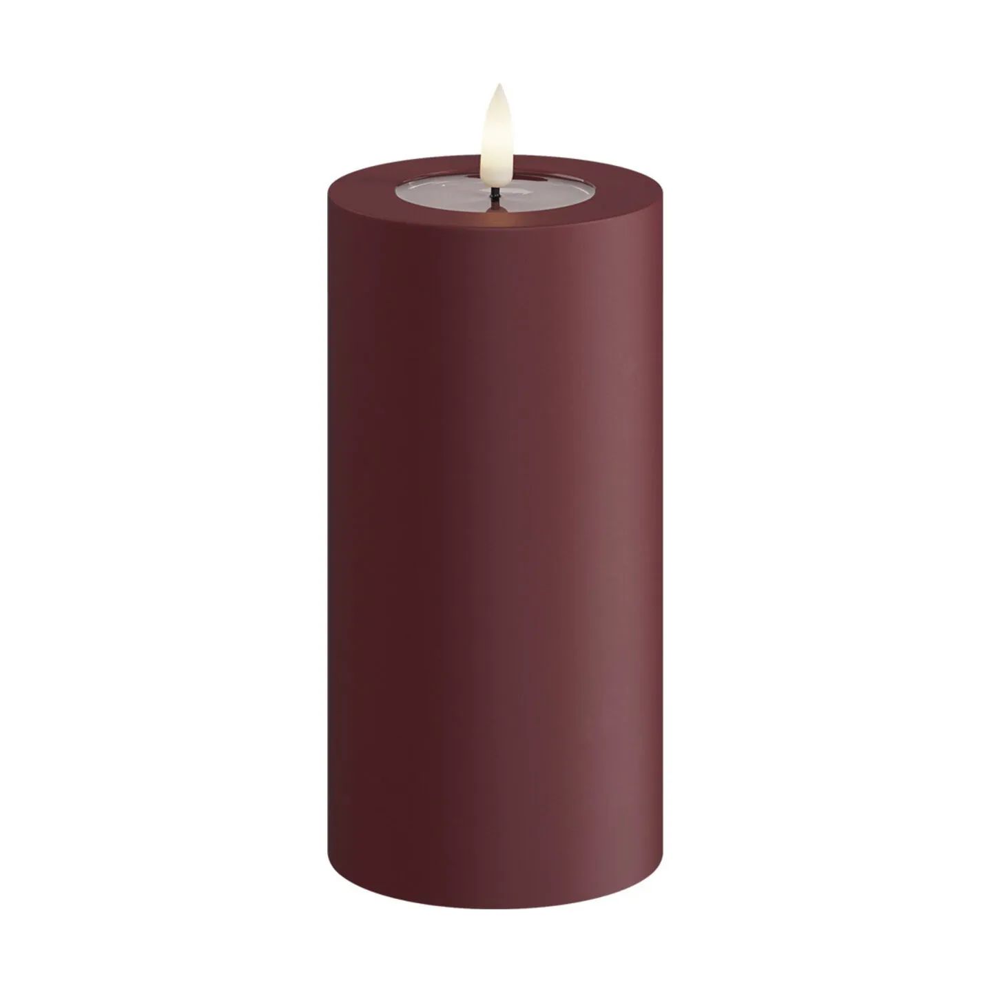 Deluxe Homeart LED-lys Real Flame LED Udendørs Bloklys i Bordeaux, H15 x Ø7,5 cm, 1