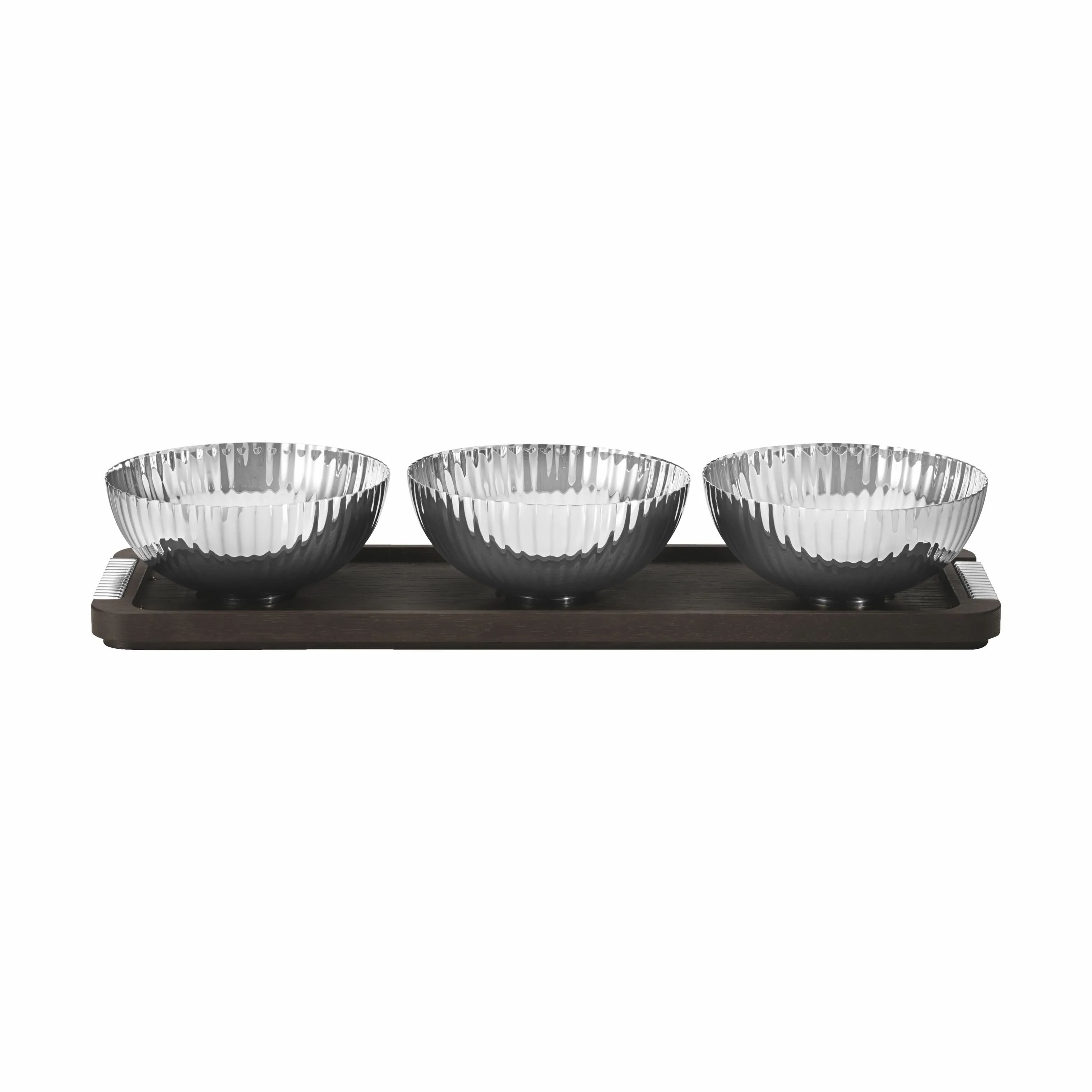 Georg Jensen Skåle Bernadotte Skålsæt - 3 stk. i Træ/Stål, 32 cm, 1