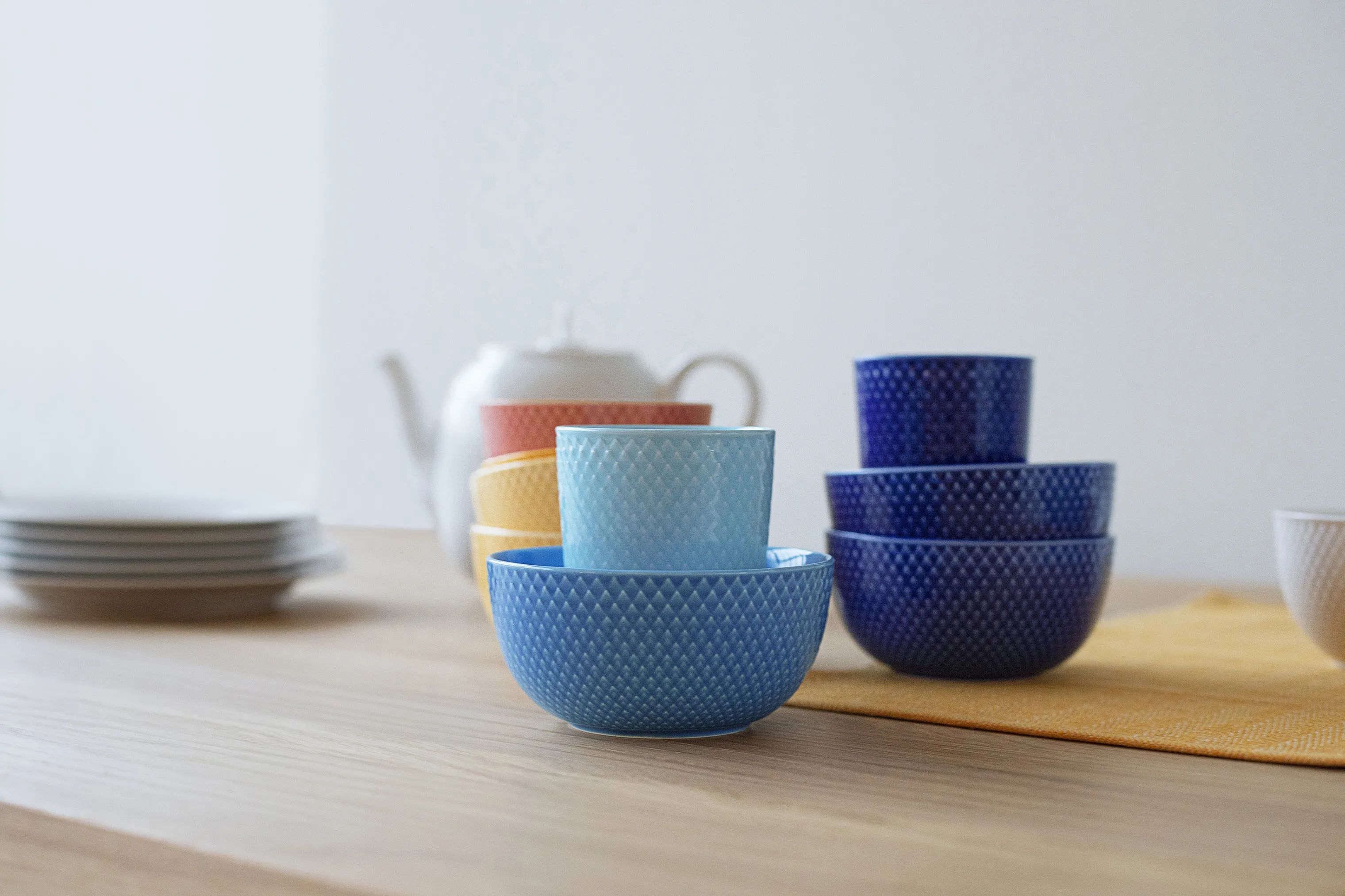 Lyngby Porcelæn Serveringsskåle Rhombe Color Skål i Mørkeblå, 13 cm, 4