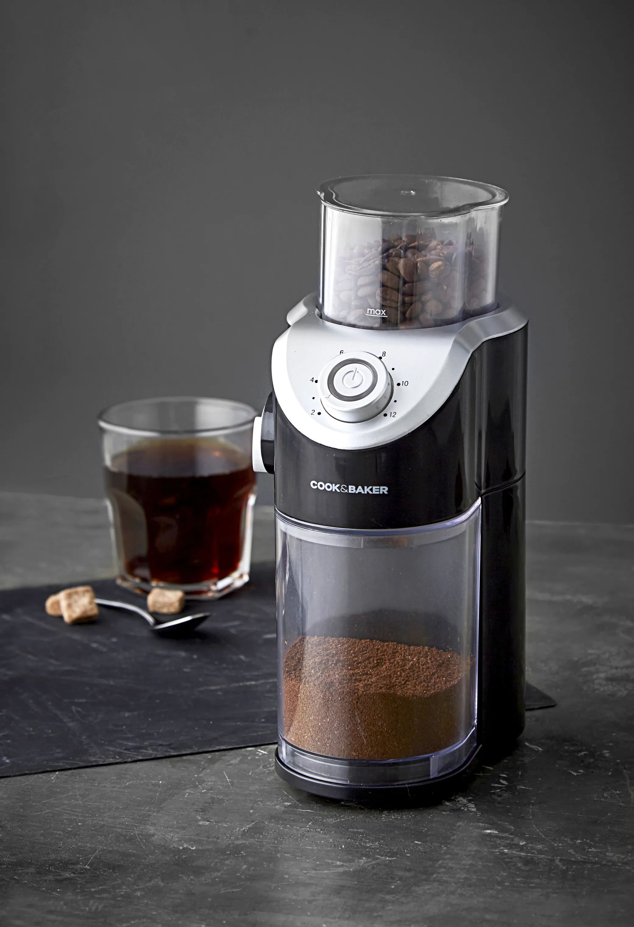 Cook & Baker Kaffekværne Pro Kaffekværn i Sort/stål/klar, 3