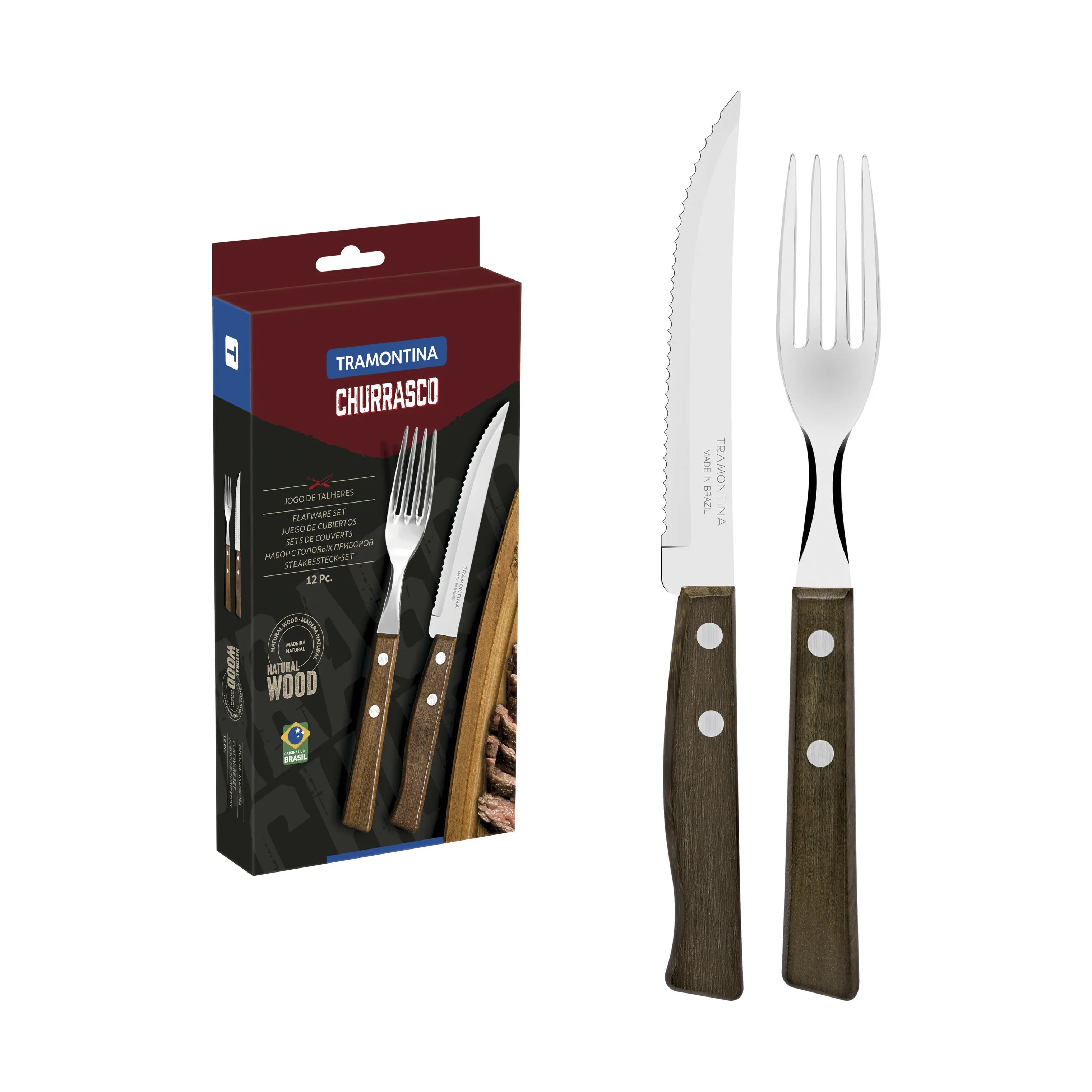 Tramontina Bestiksæt Churrasco Grillbestik - 12 dele i natur, 4