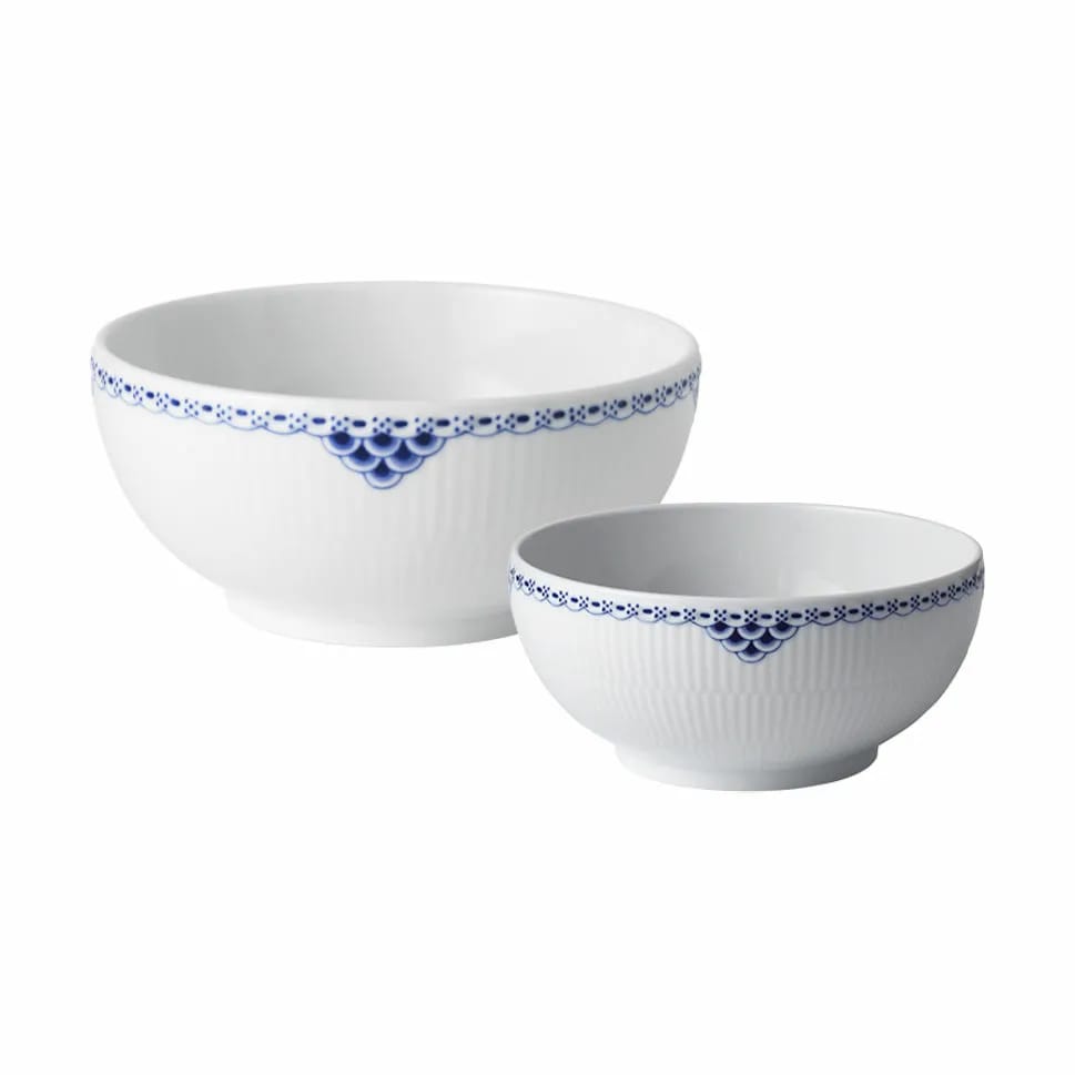 Royal Copenhagen Serveringsskåle Prinsesse Skålsæt - 2 dele i Koboltblå/hvid, 0 cm, 1