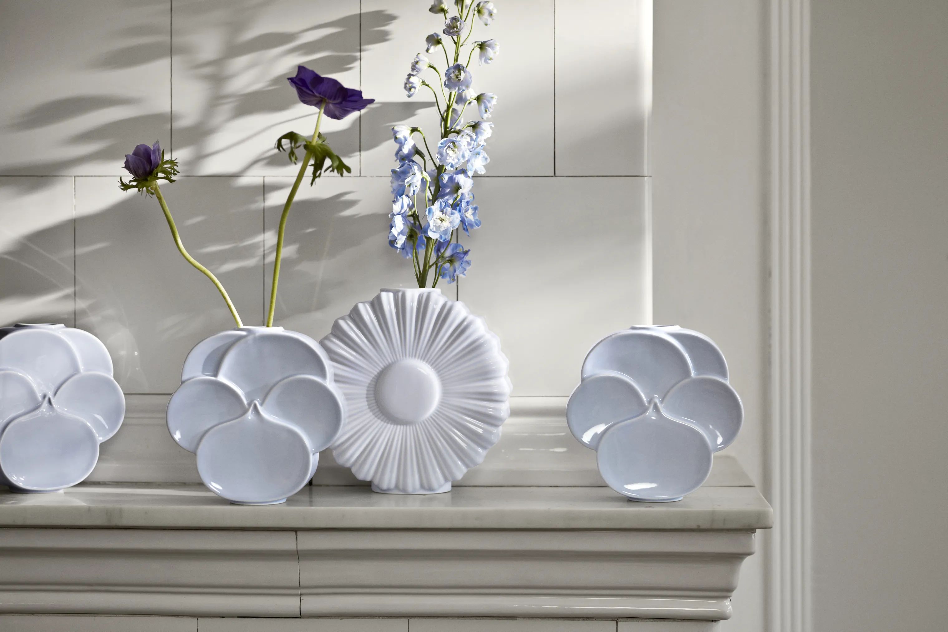 Lyngby Porcelæn Vaser Flower Vase - Stedmoderblomst i Blå, 3