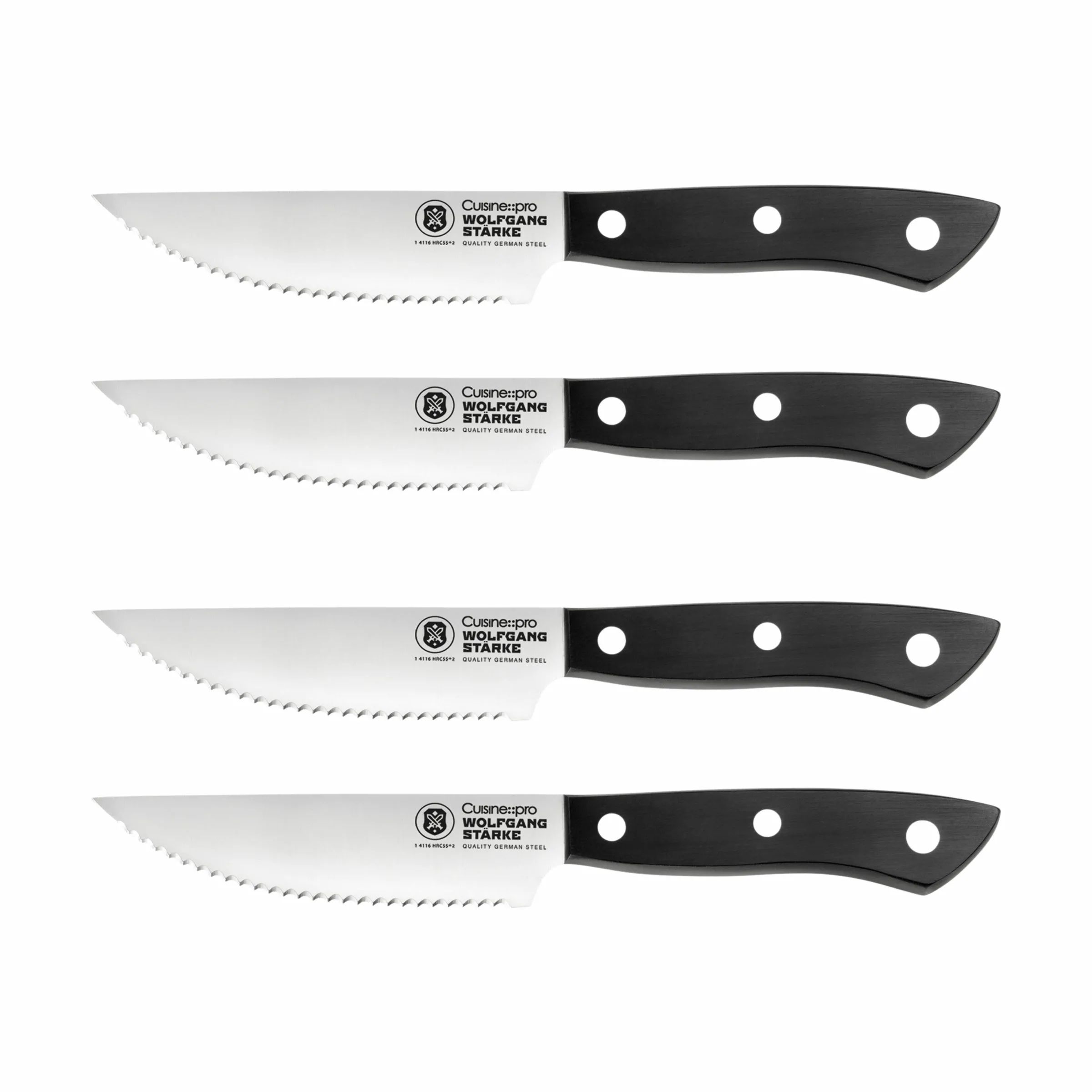 THE CUSTOM CHEF™ Steakknive Cuisine::pro® WOLFGANG
STARKE™ Cuisine::pro WOLFGANG STARKE Steak Knivsæt - 4 dele i Sort, 1