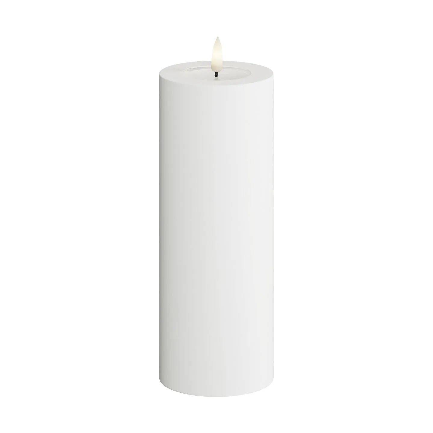 Deluxe Homeart LED-lys Real Flame LED Udendørs Bloklys i Hvid, H20 x Ø7,5 cm, 1