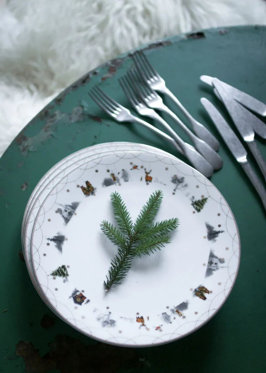 Wik & Walsøe Middagstallerkener Julemorgen Story Middagstallerken - 2 stk i Multifarvet, 4