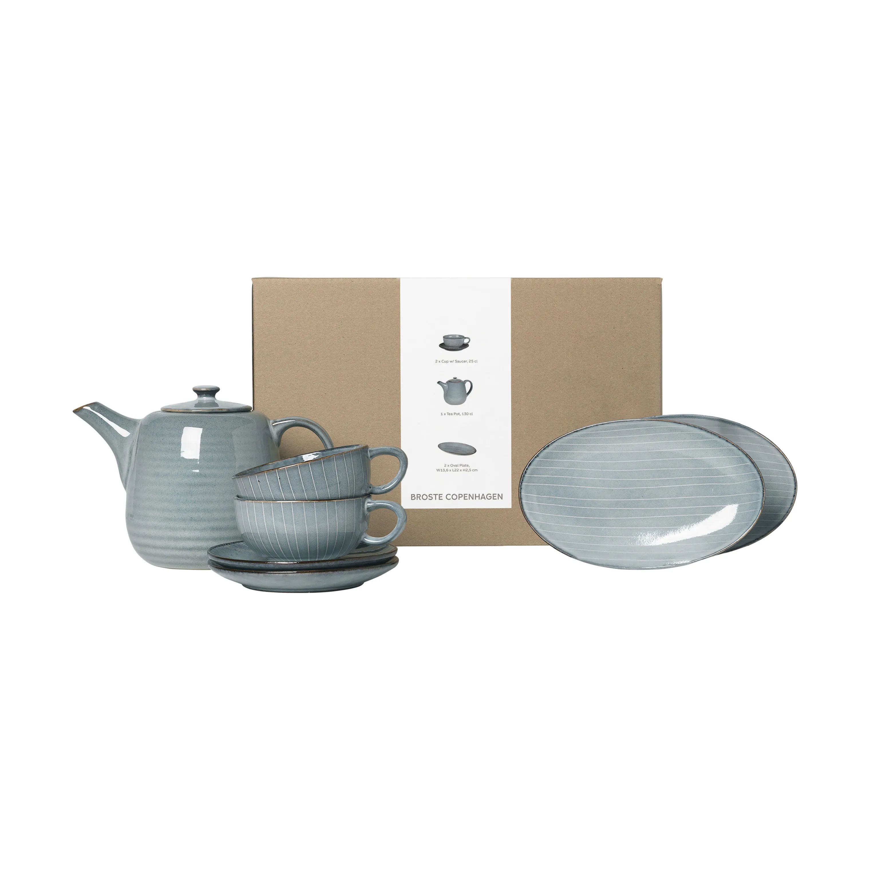 Broste Copenhagen Krus og kopper med hank Nordic Sea Tesæt - 7 dele i Soft Blue, 1