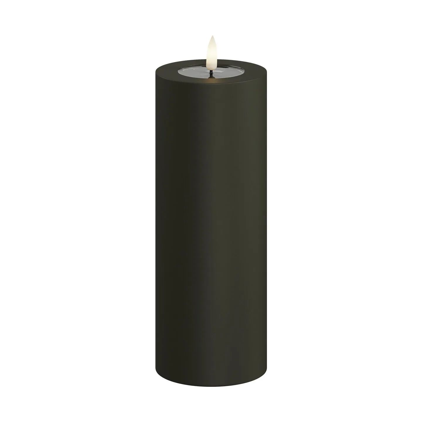 Deluxe Homeart LED-lys Real Flame LED Udendørs Bloklys i Mørk Grøn, H20 x Ø7,5 cm, 1