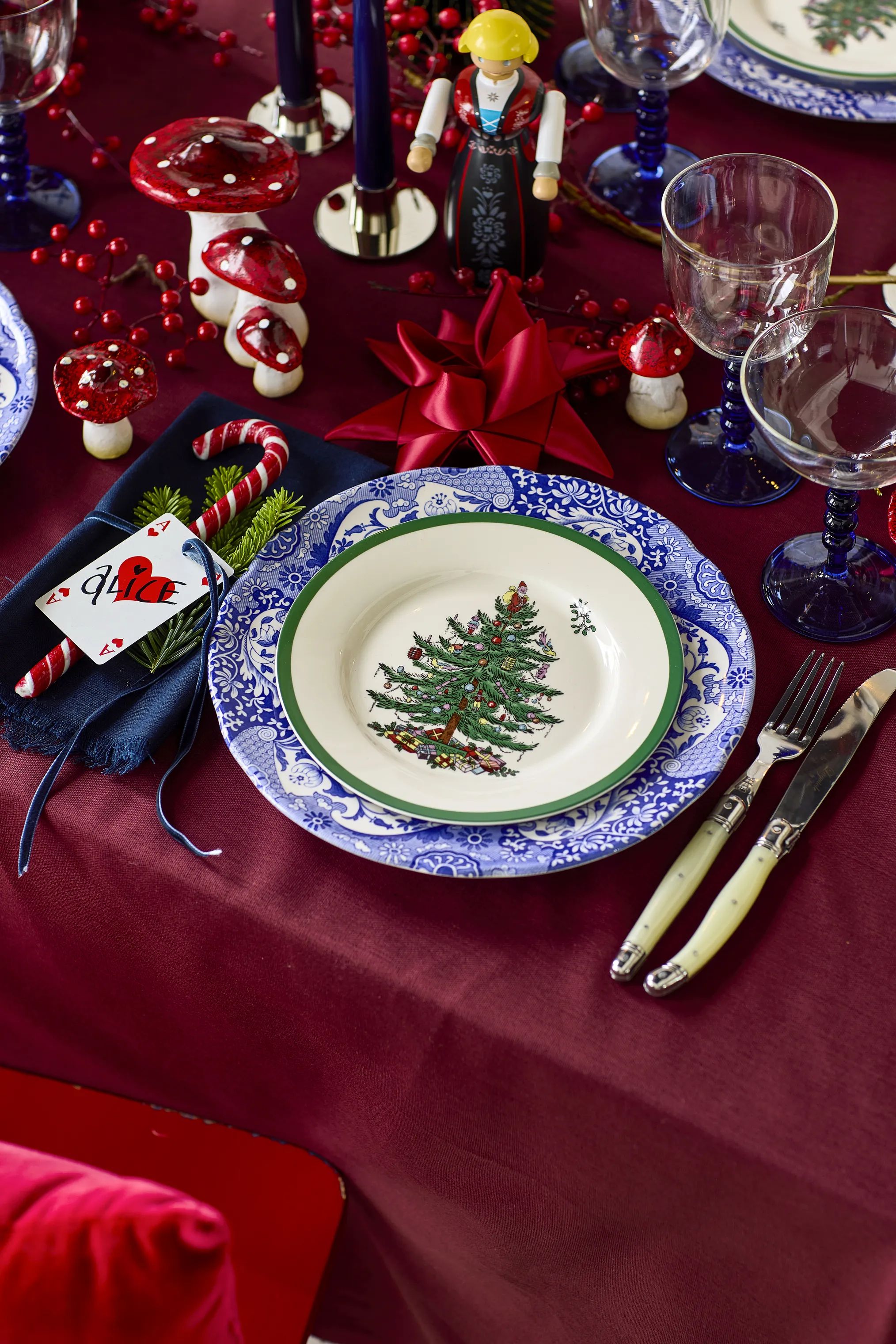 Spode Middagstallerkener Blue Italian Blue Italien Middagstallerken - 4 stk. i Blå/hvid, 5