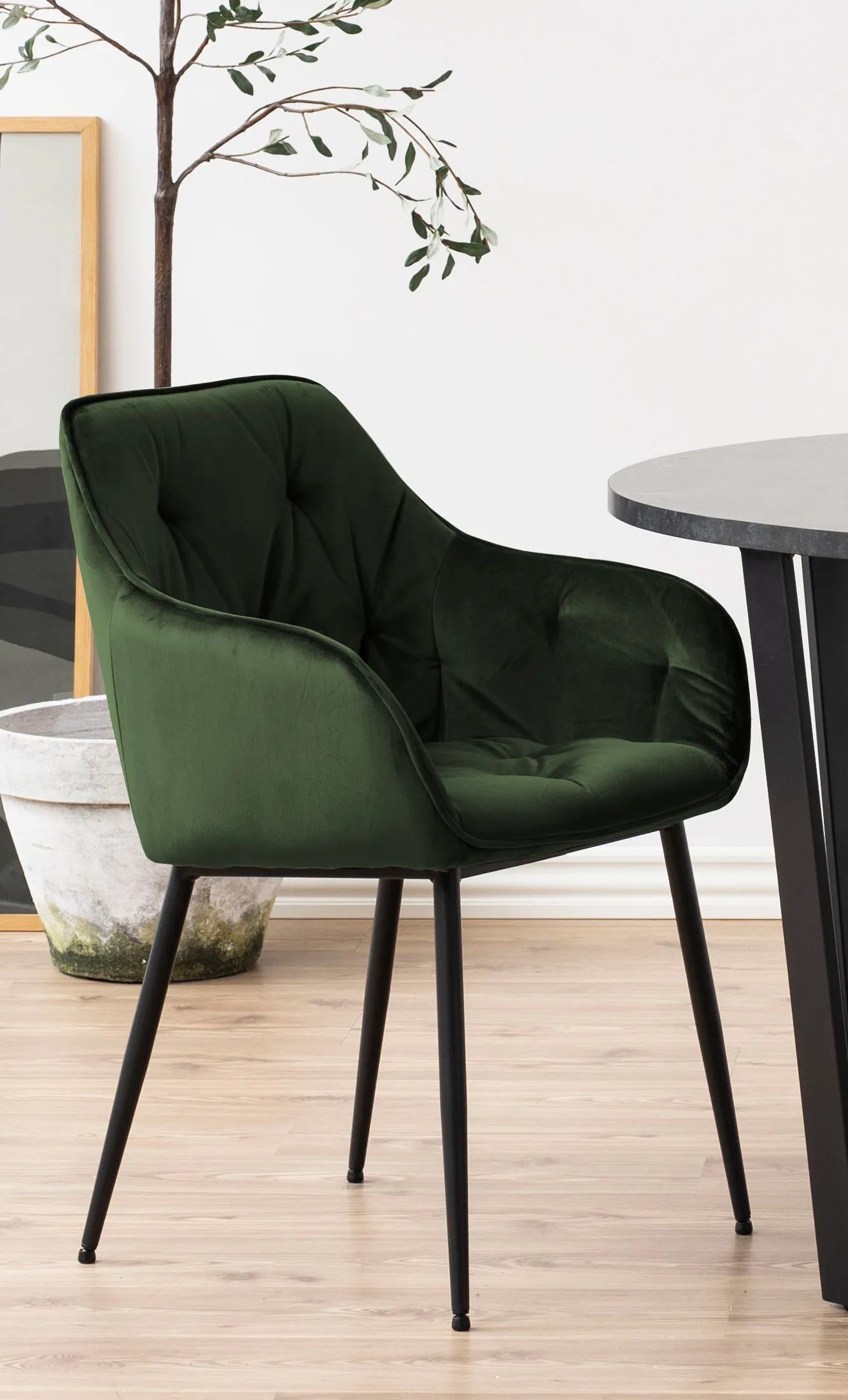 CASA Living Spisebordsstole Brooke Spisebordsstol - 2 stk. i skovgrøn/sort, 2