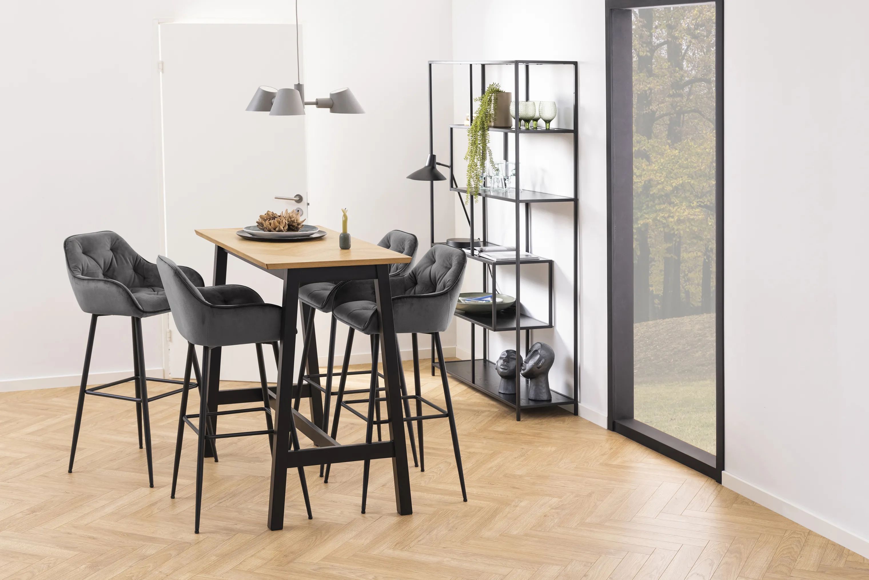 CASA Living Barstole Brooke Barstol - 2 stk. i mørkegrå/sort, 3