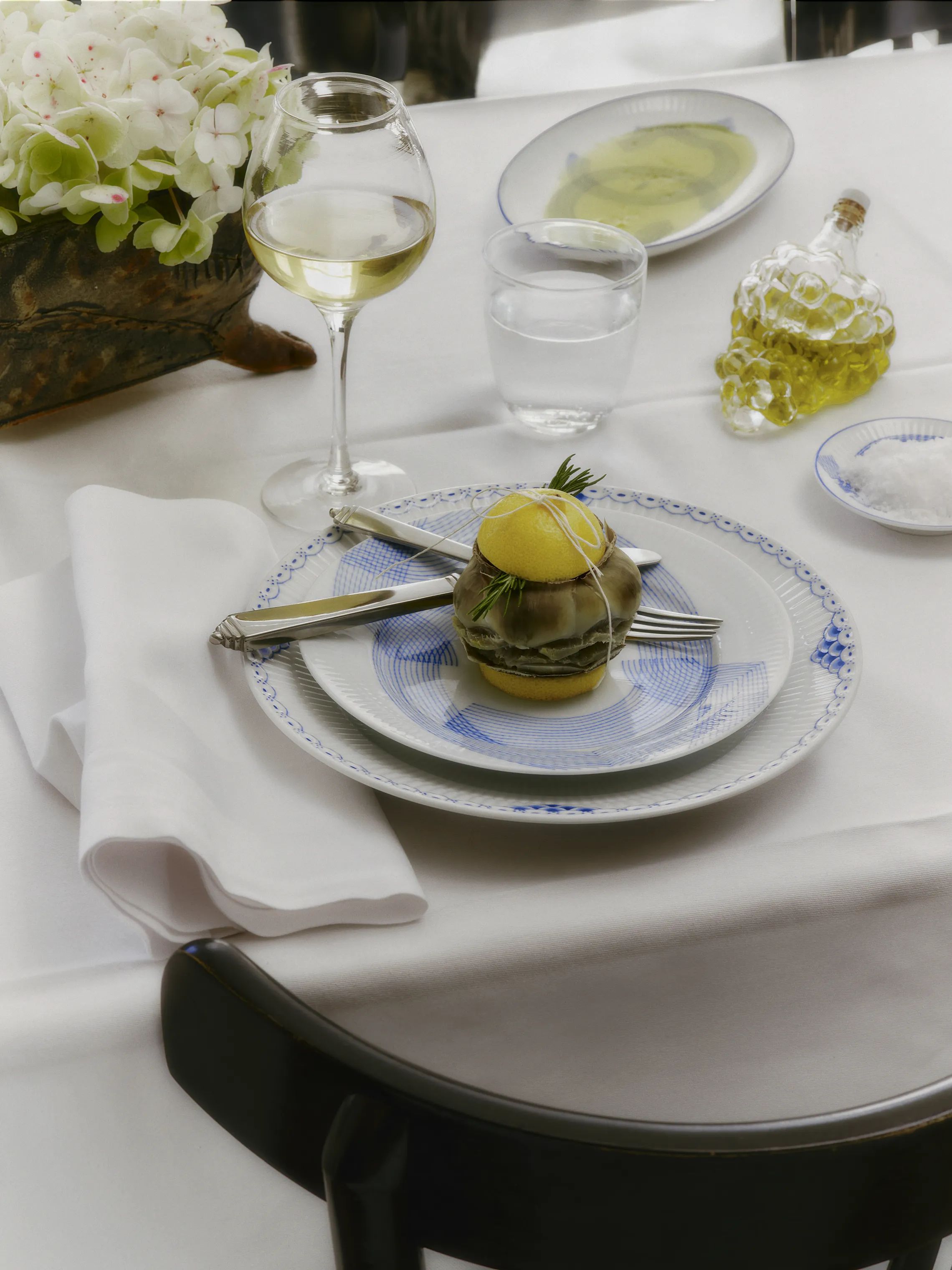 Royal Copenhagen Frokosttallerkener Motif Tallerken i Koboltblå/hvid, 3