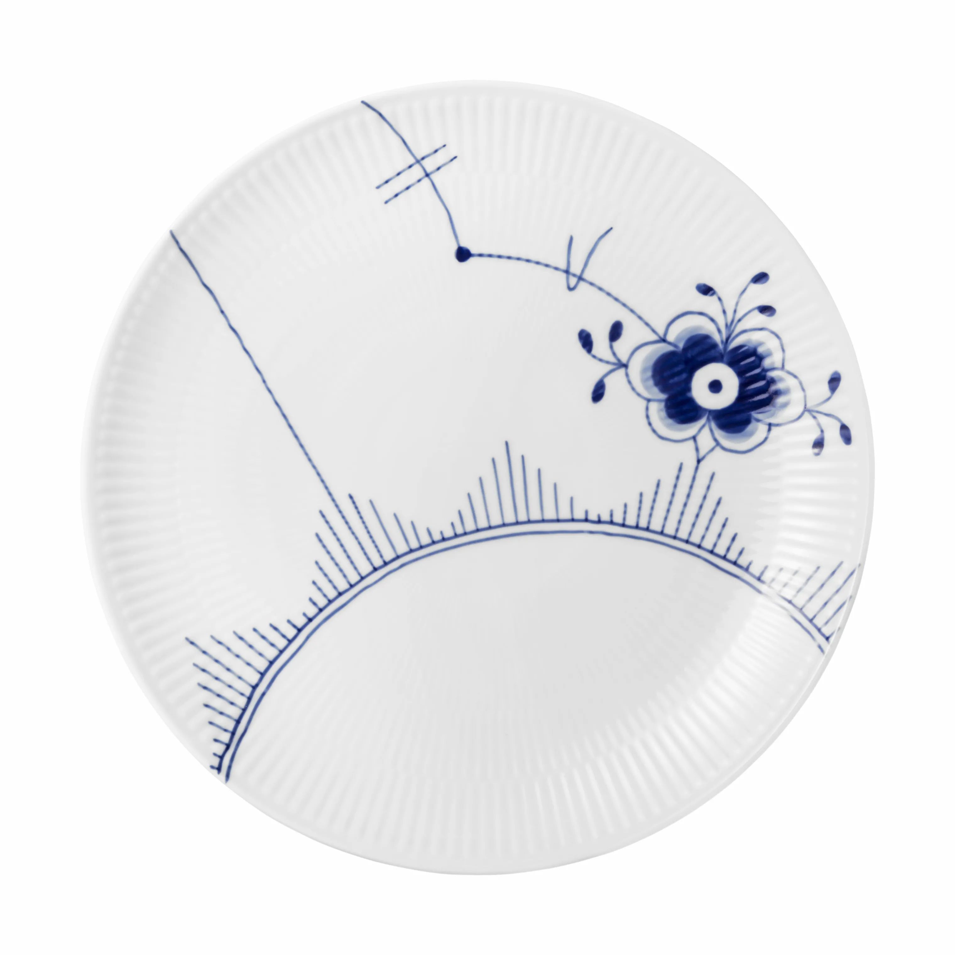 Royal Copenhagen Middagstallerkener Blå Mega Riflet Coupe Tallerken i Koboltblå/hvid, 27 cm, 1