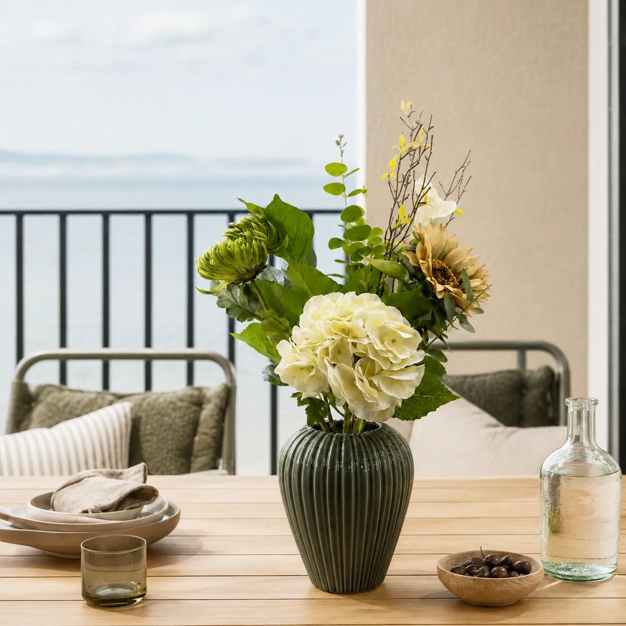 everbloom Kunstige blomster Kunstig Real Touch Blomsterbuket i Gul/Grøn, 2