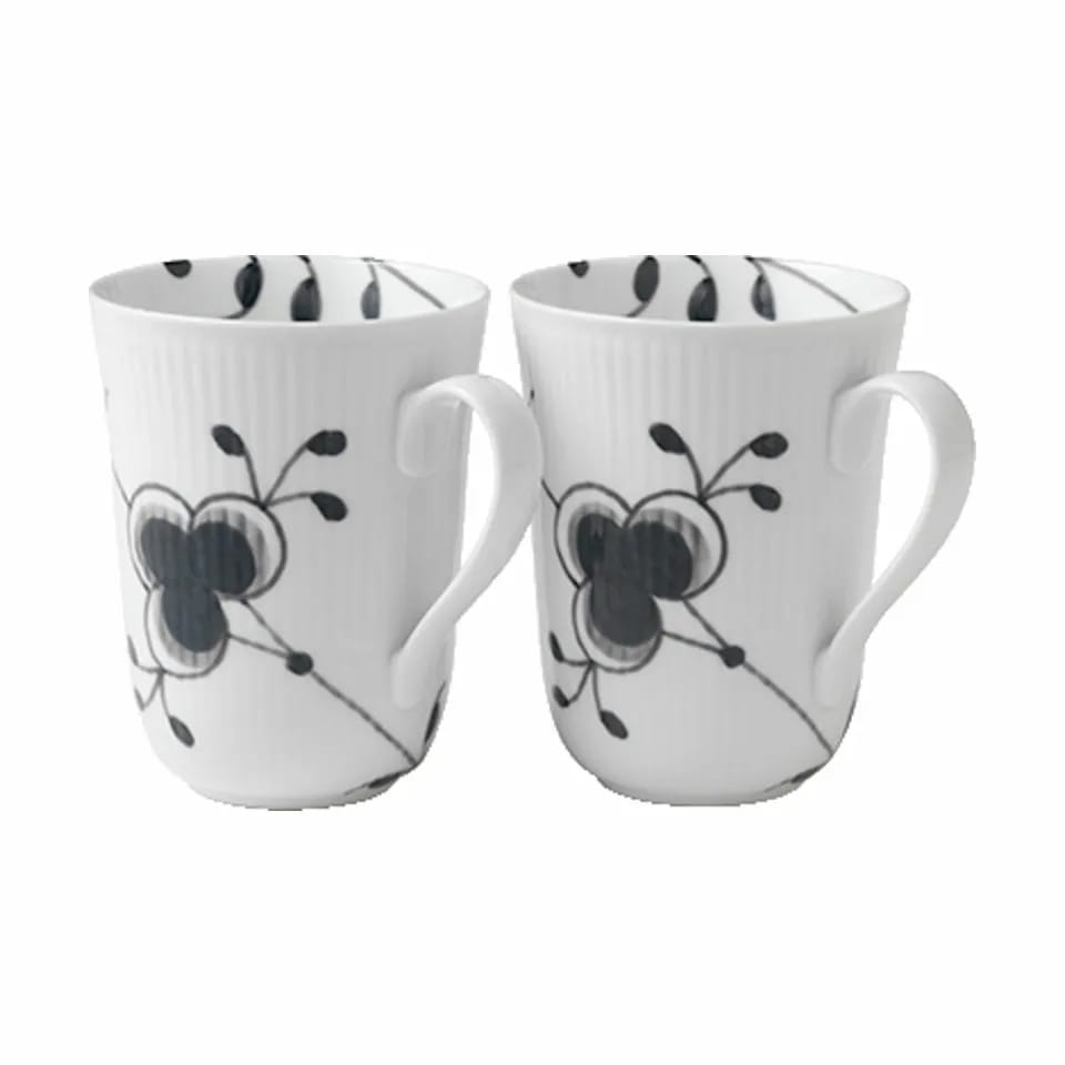 Royal Copenhagen Krus og kopper med hank Sort Mega Riflet Krus - 2 stk. i 33 cl, 36 cl, 1