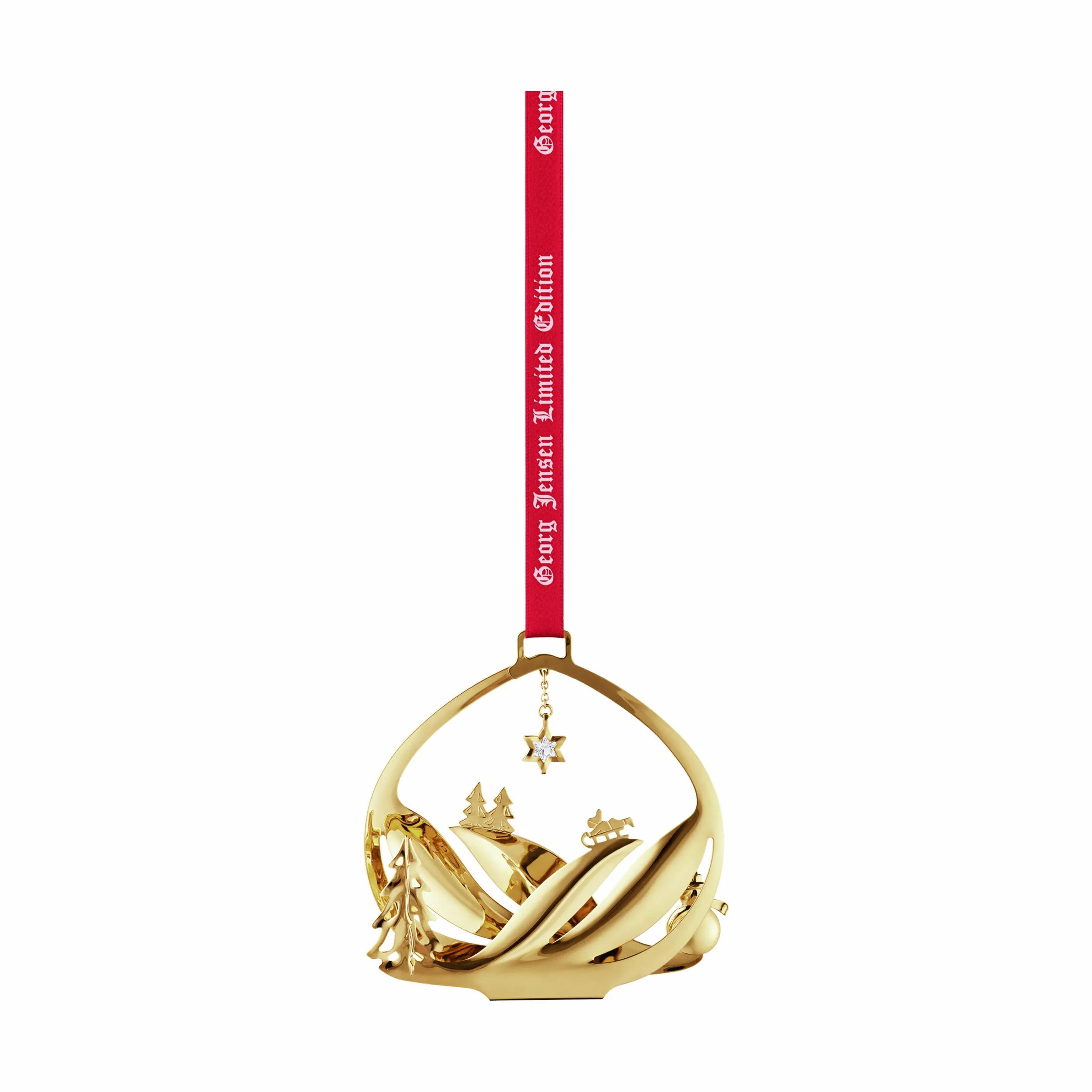 Georg Jensen Juleophæng Christmas Collectibles CC 2004/2023 Jubilæumsjuleuro i Guldfarvet, 1