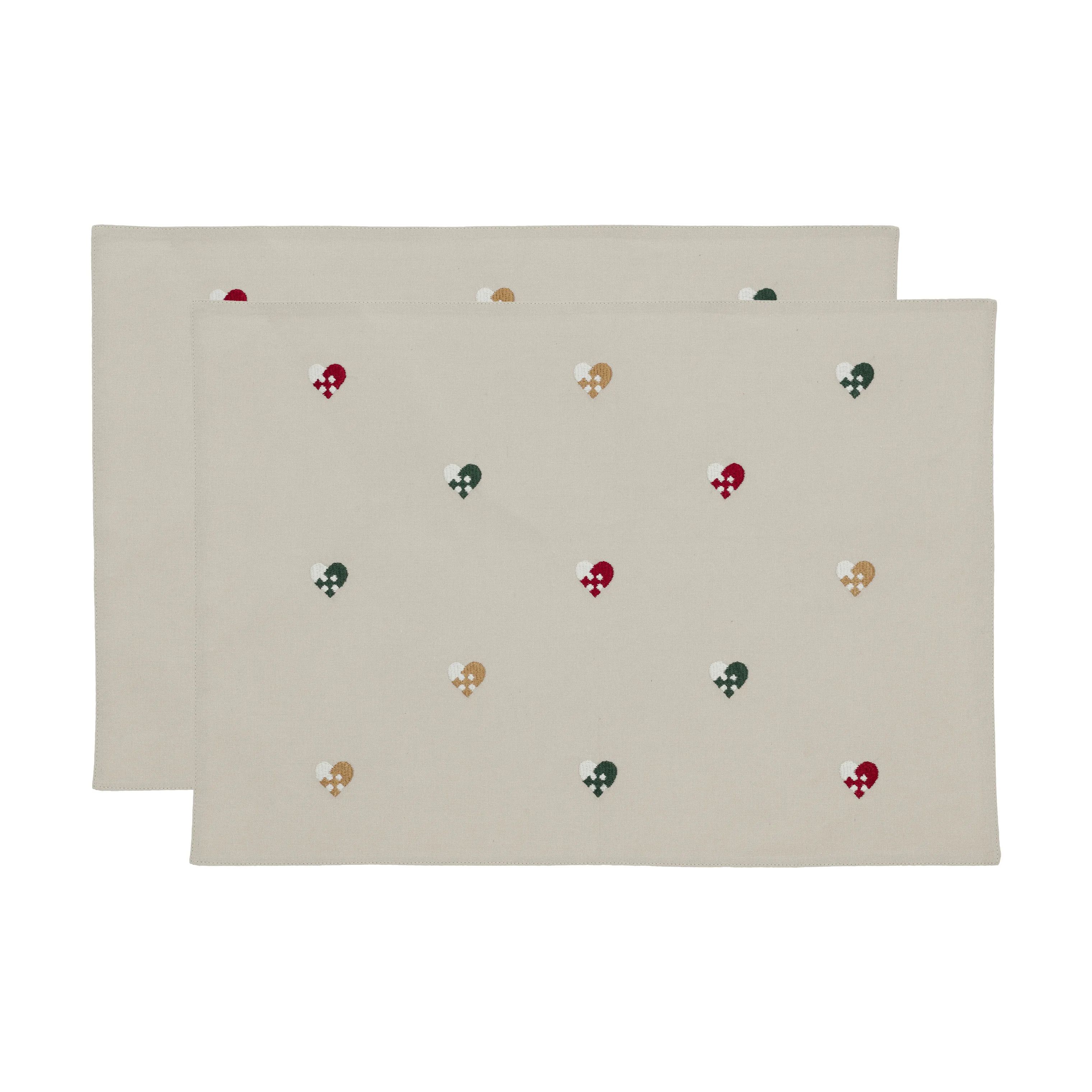 Södahl Dækkeservietter Christmas Hearts Embroidery Dækkeserviet - 2 stk i Rød, 1