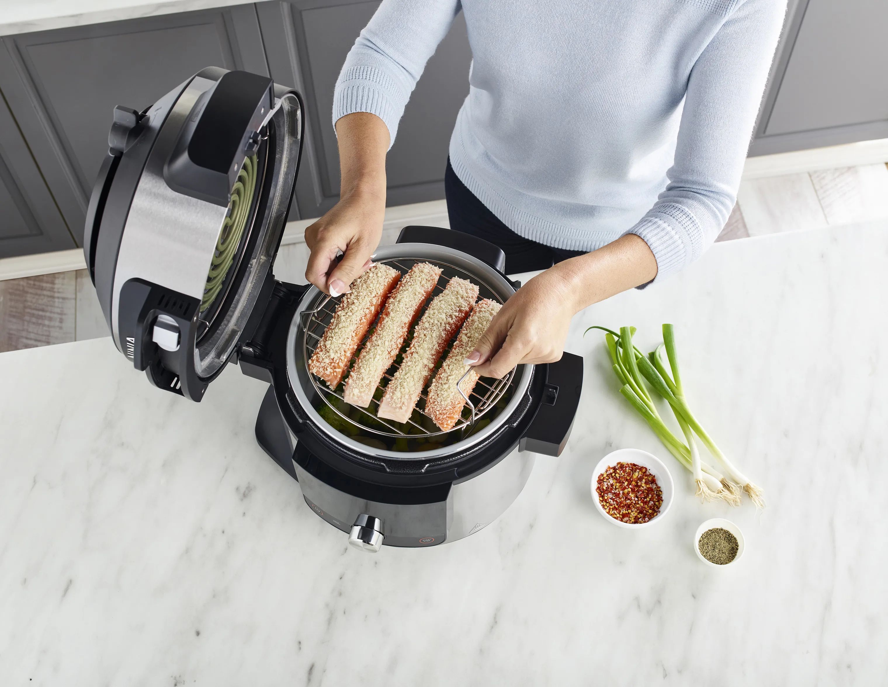 Ninja Slowcookere og multicookere Foodi ONE-Lid Multicooker 14-i-1 i Stål/sort, 4