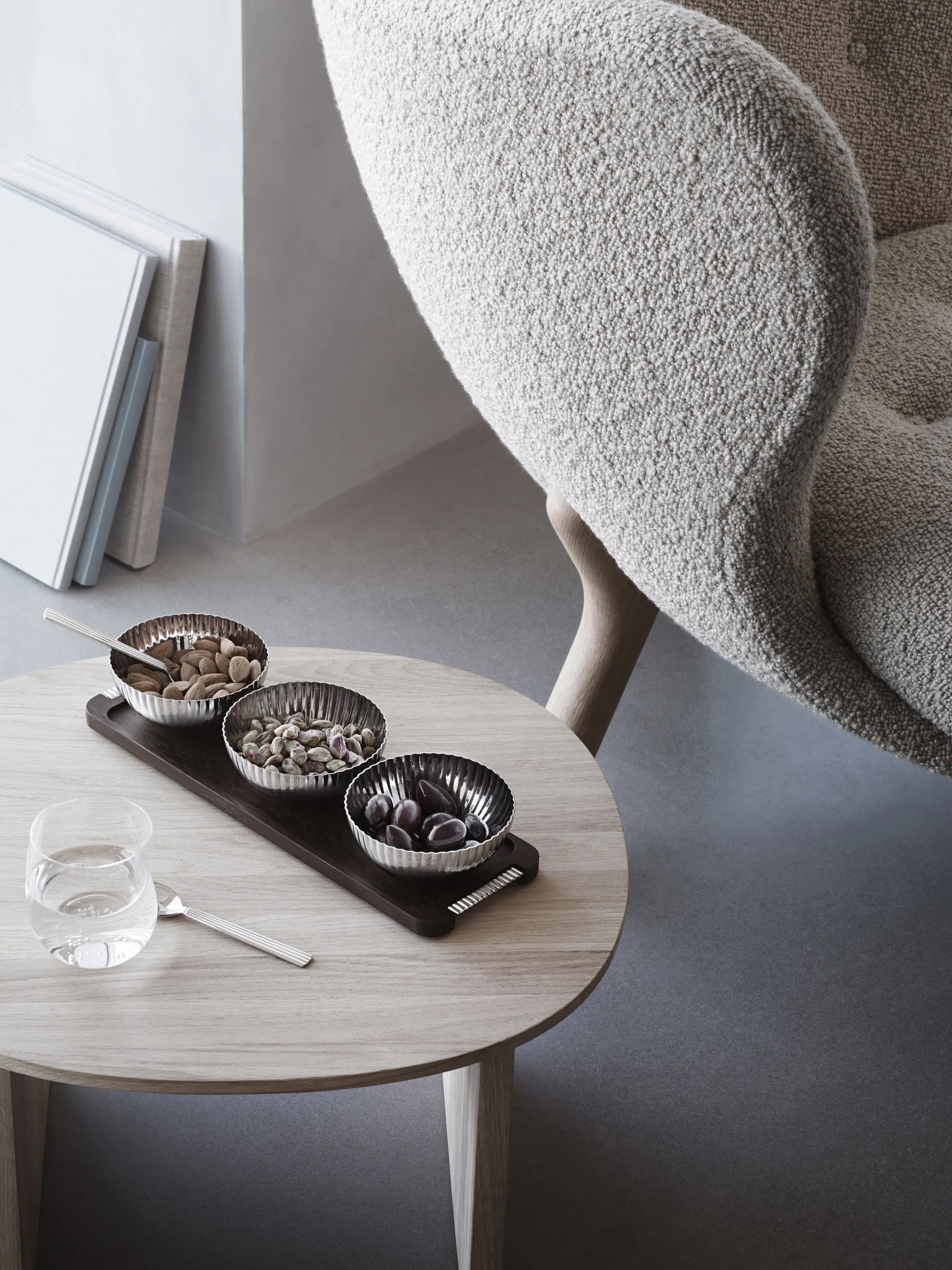 Georg Jensen Skåle Bernadotte Skålsæt - 3 stk. i Træ/Stål, 32 cm, 2