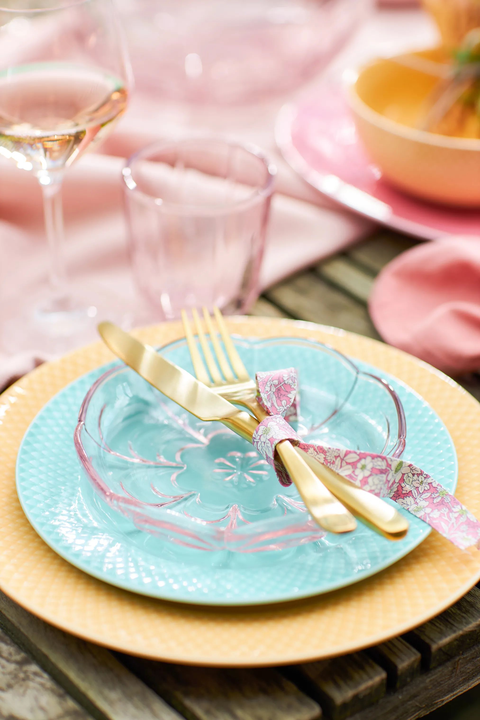 Lyngby Porcelæn Frokosttallerkener Rhombe Color Rhombe Frokosttallerken i aqua, 21 cm, 2