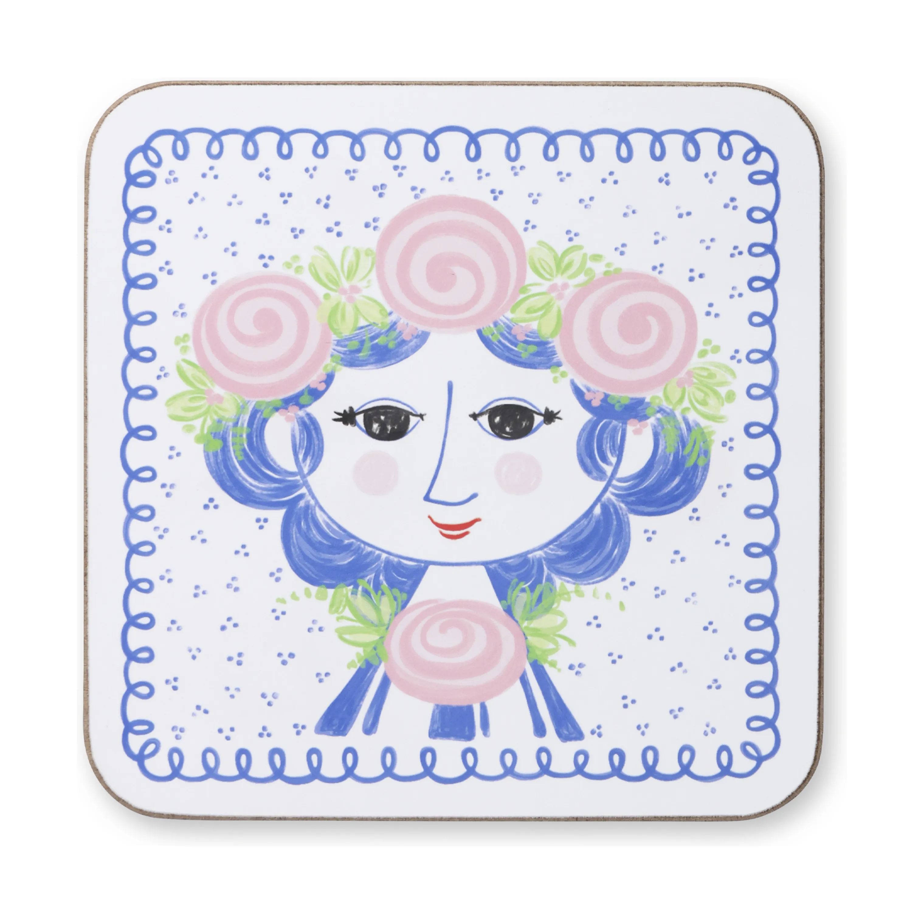 Bjørn Wiinblad Glasbrikker og coasters Dora Coaster - 4 stk. i Blue face, 3