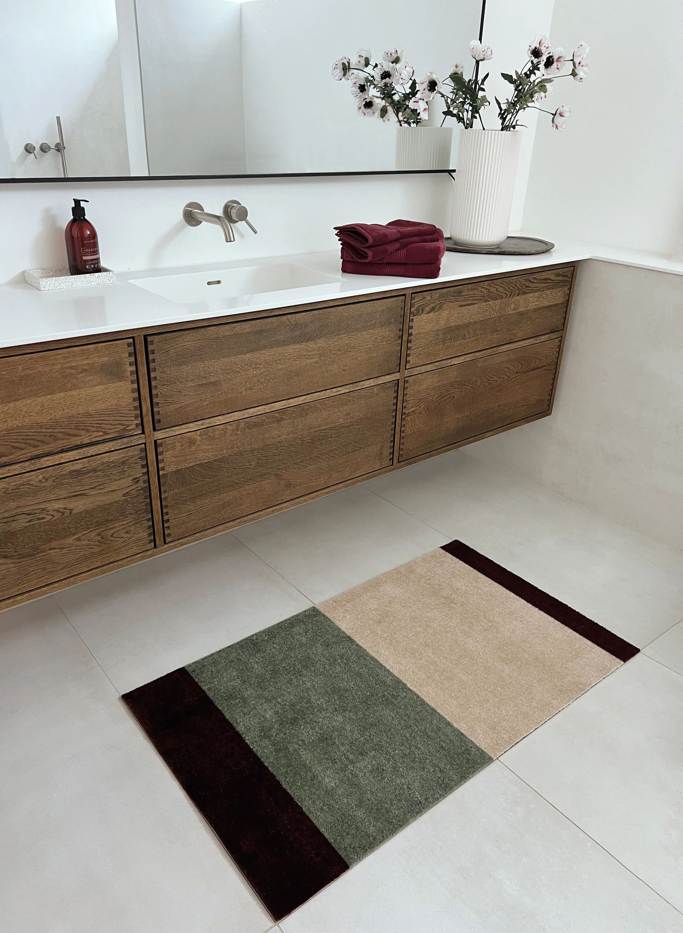 Tica Copenhagen Gulvtæpper Stripes Horisontal Gulvtæppe i Grøn/Ivory/Bordeaux, B67 x L120 cm, 6