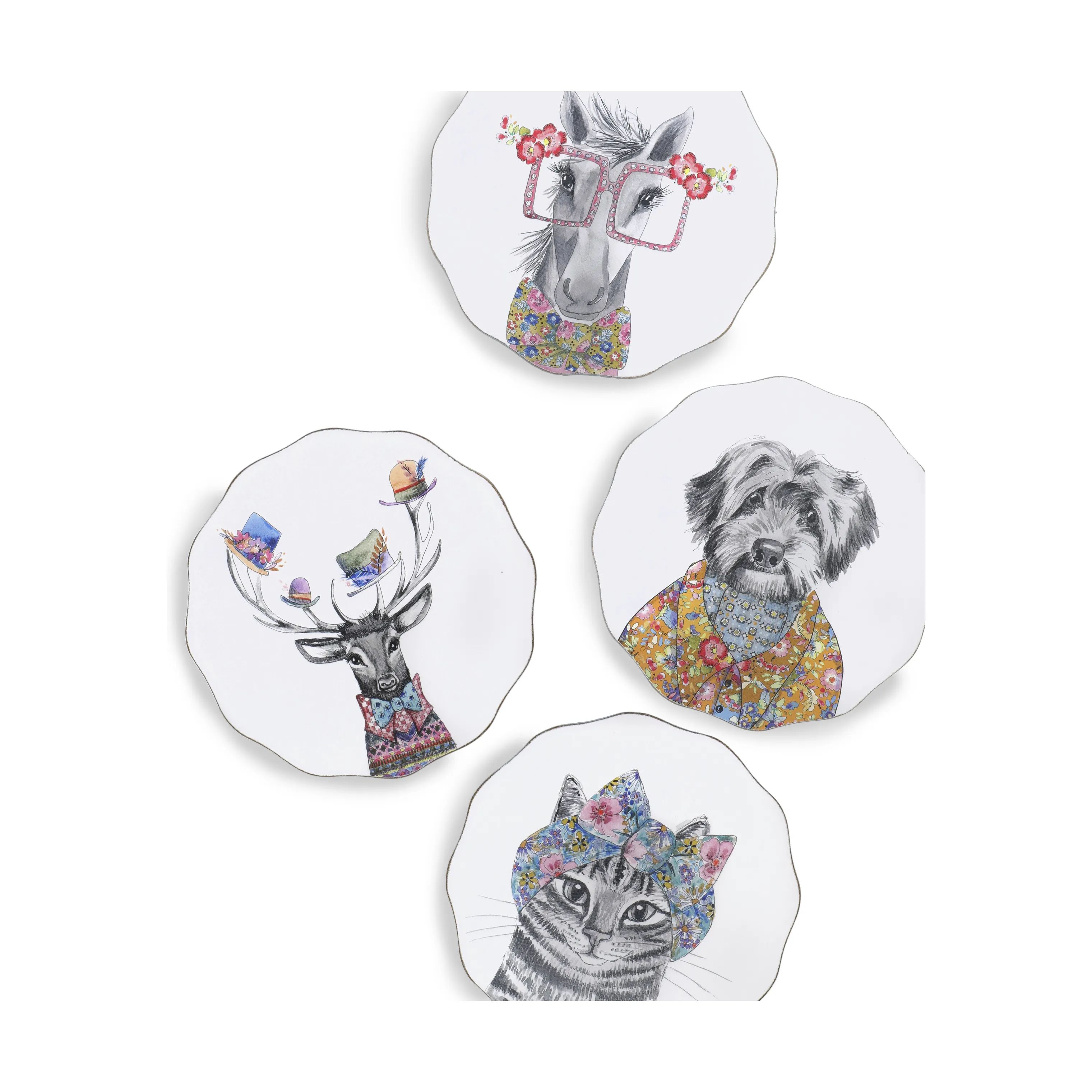 Mikasa Glasbrikker og coasters Tipperley Hill Mikasa x Tipperleyhill Glasbrikker i White, 4